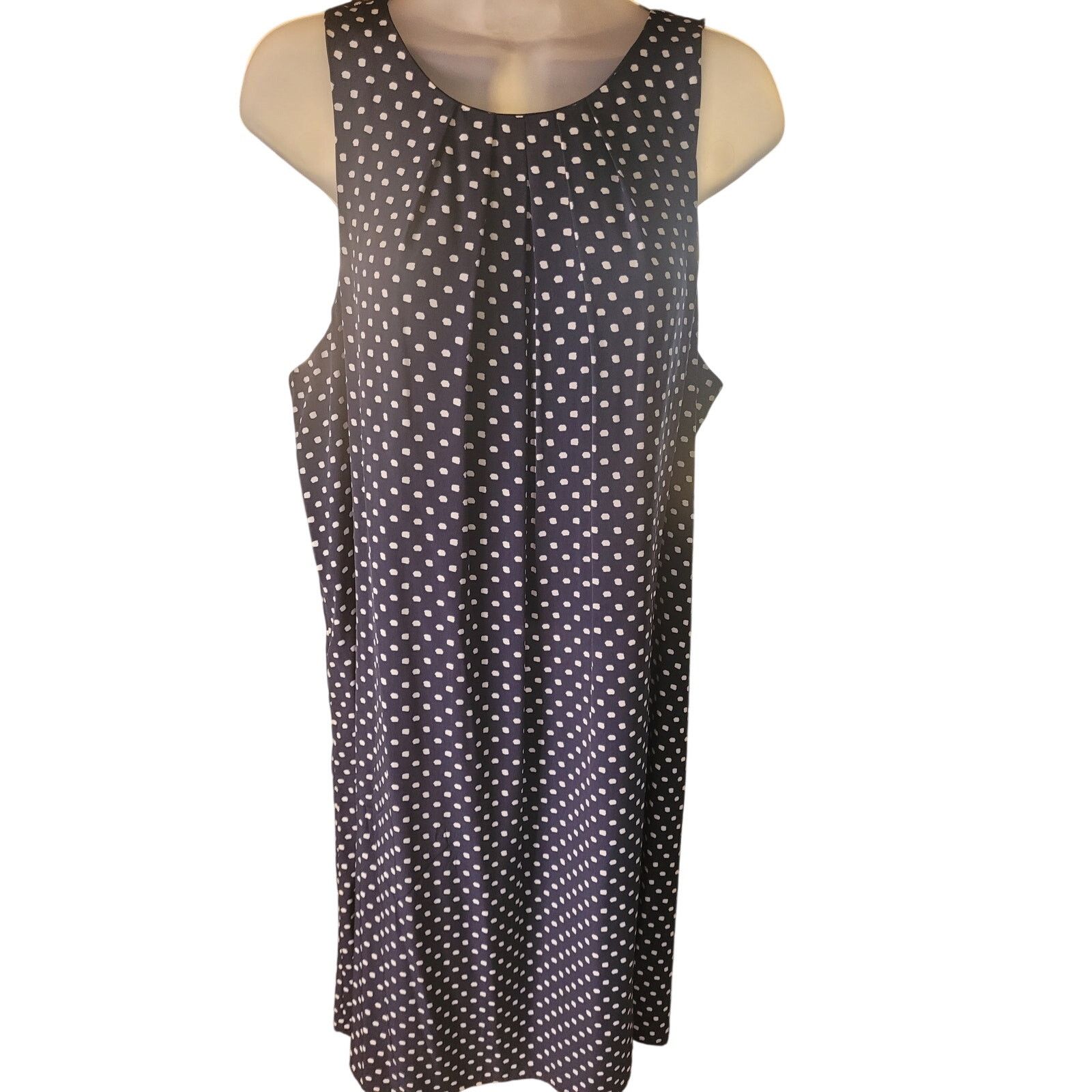 Alfani Alfani Retro Navy Dress Polka Dot Sleeveless Lined Sz 16 Size XXL / US 16-18 / IT 52-54 - 2 Thumbnail
