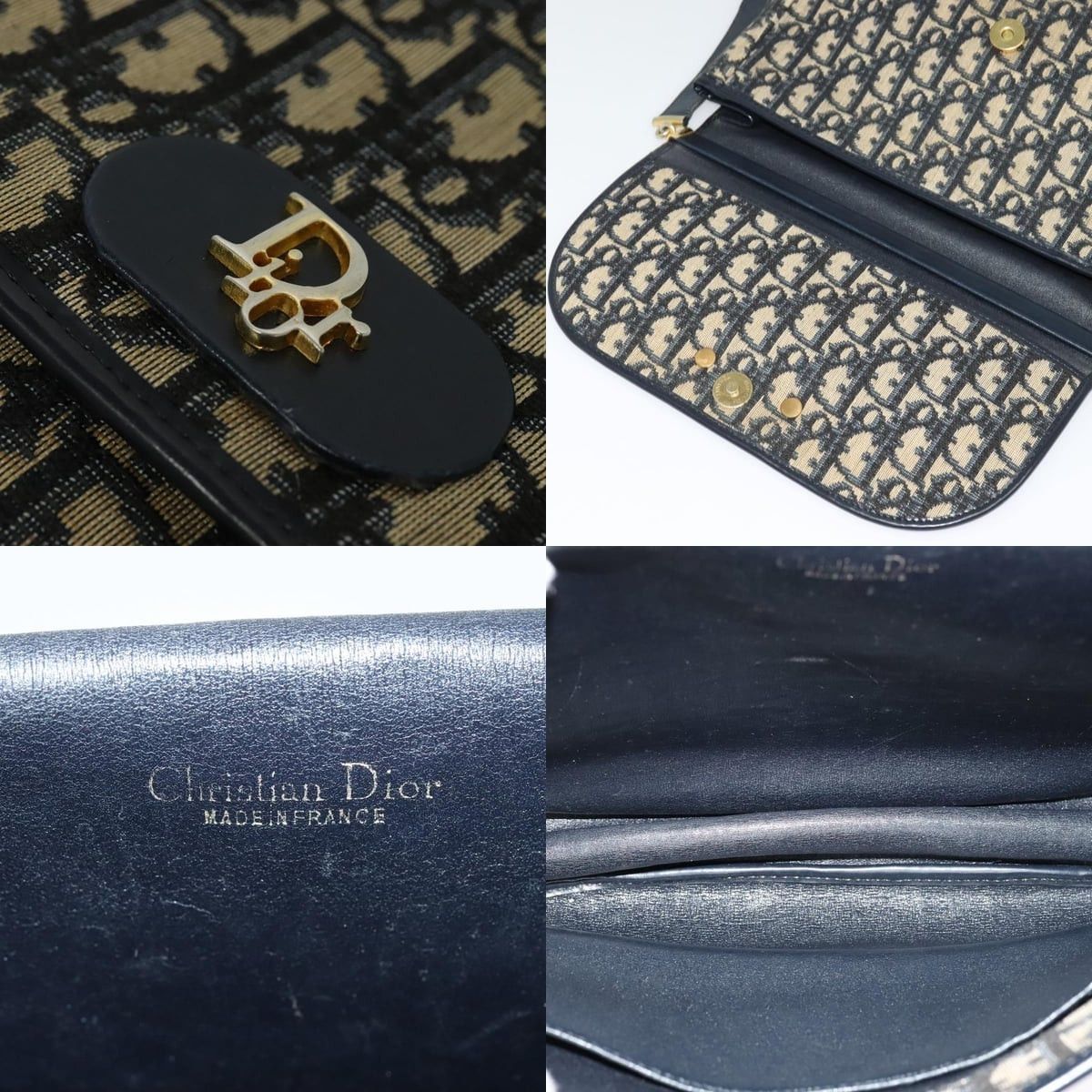 Dior DIOR Trotter Canvas Shoulder Bag Navy Gold Size ONE SIZE - 11 Thumbnail