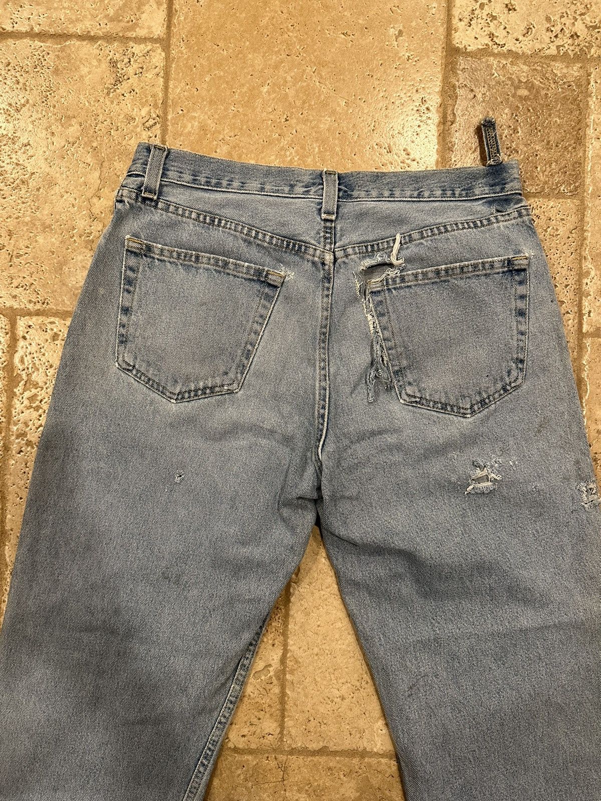Basic Editions × Vintage Vintage Basic Editions Distressed Painter’s Blue Denim Jeans Size US 34 / EU 50 - 11 Thumbnail