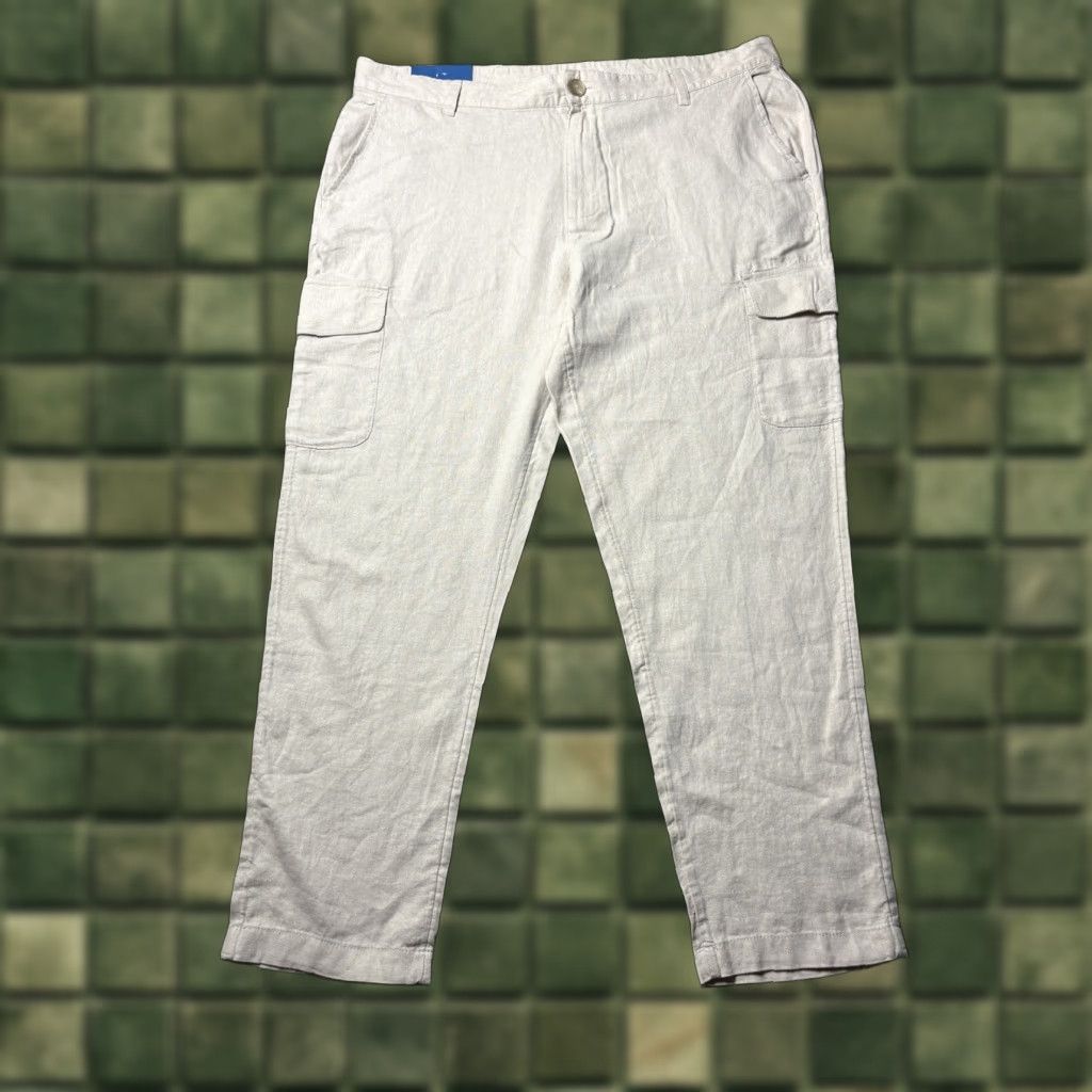 Vintage Caribbean Linen Cargo Pants Men 40x30 Beige Drawstring Viscose Blend NEW NWT Size US 40 / EU 56 - 1 Thumbnail