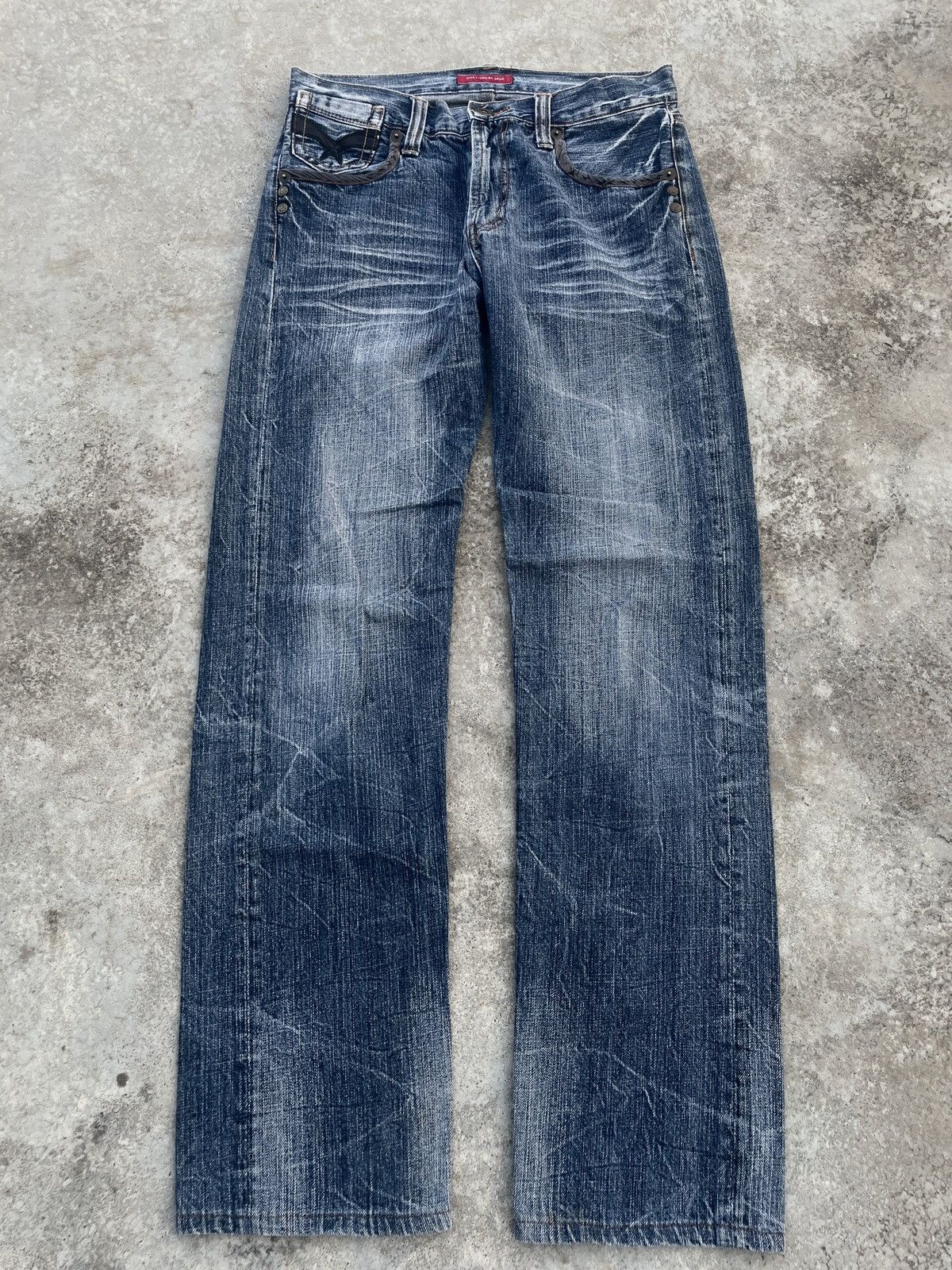 2000s JAPANESE ANTI-LABEL JEANS WING EMBROIDERY PUNK ARCHIVE