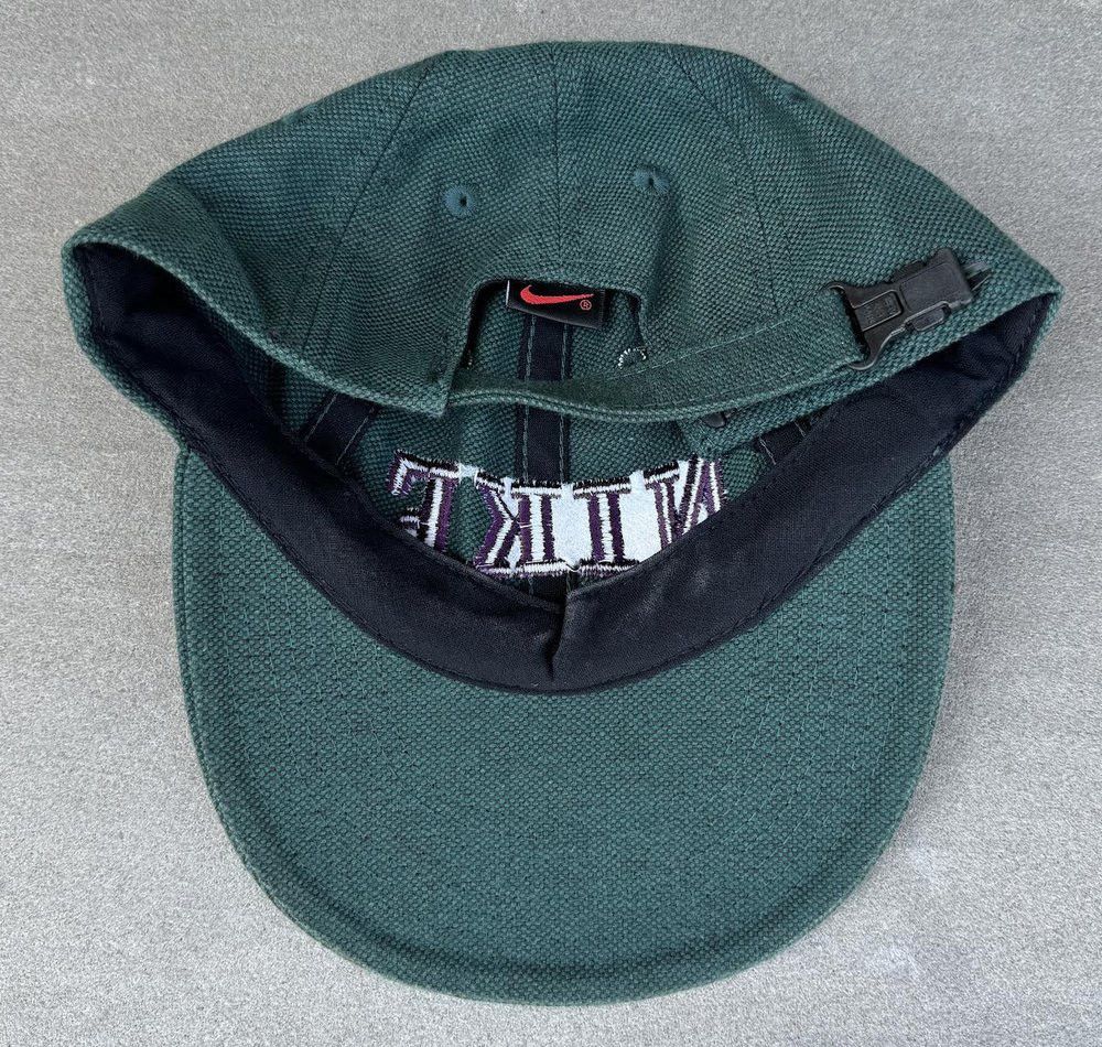 Nike × Vintage Vintage Nike Spell Out Green / Burgundy Zipperback Hat Size ONE SIZE - 3 Thumbnail