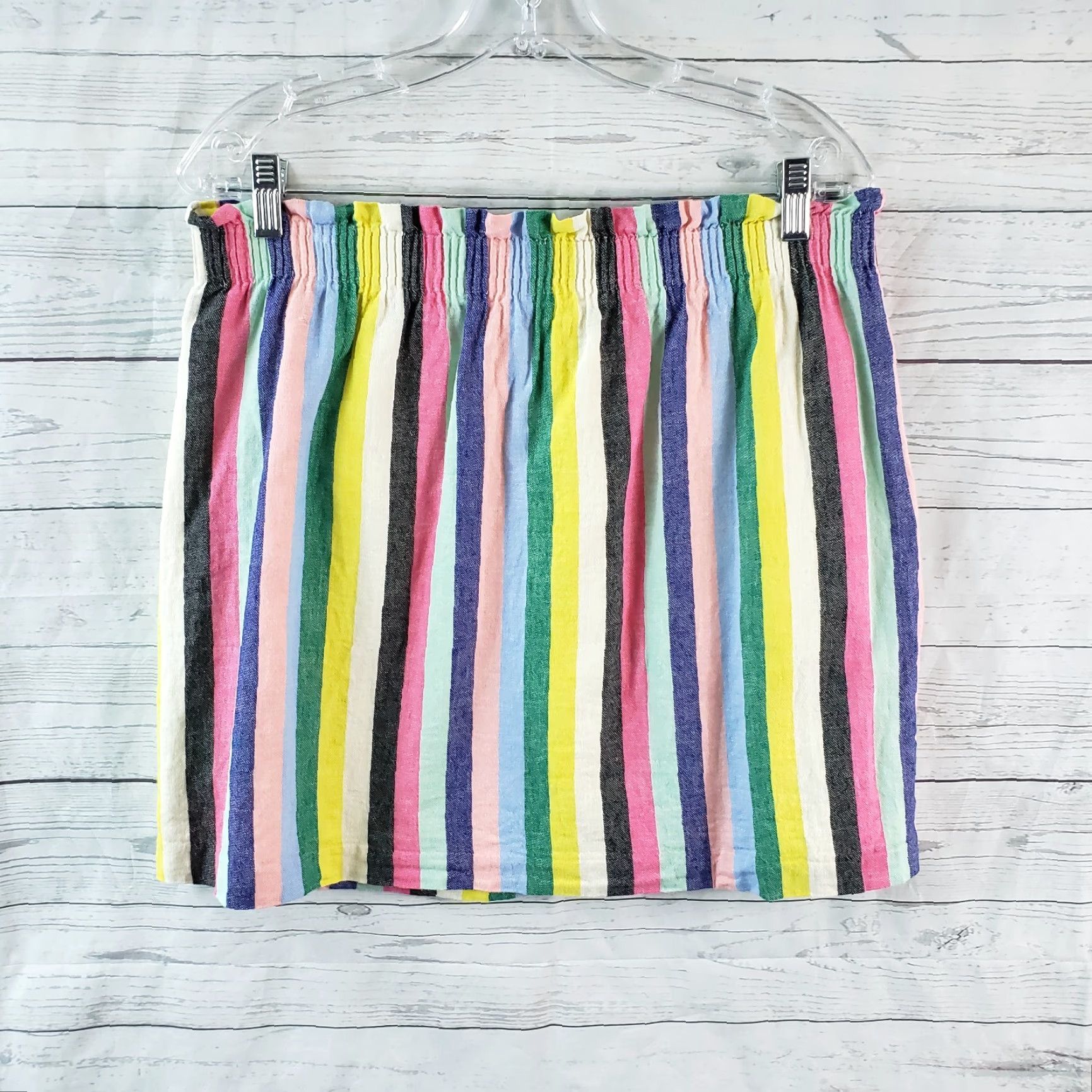 J.Crew J.CREW Womens Rainbow Striped Mini Skirt Size 12 Linen Cotton Blend Short Skirt Mens Women Boys Girls Size 34" / US 12 / IT 48 - 2 Thumbnail