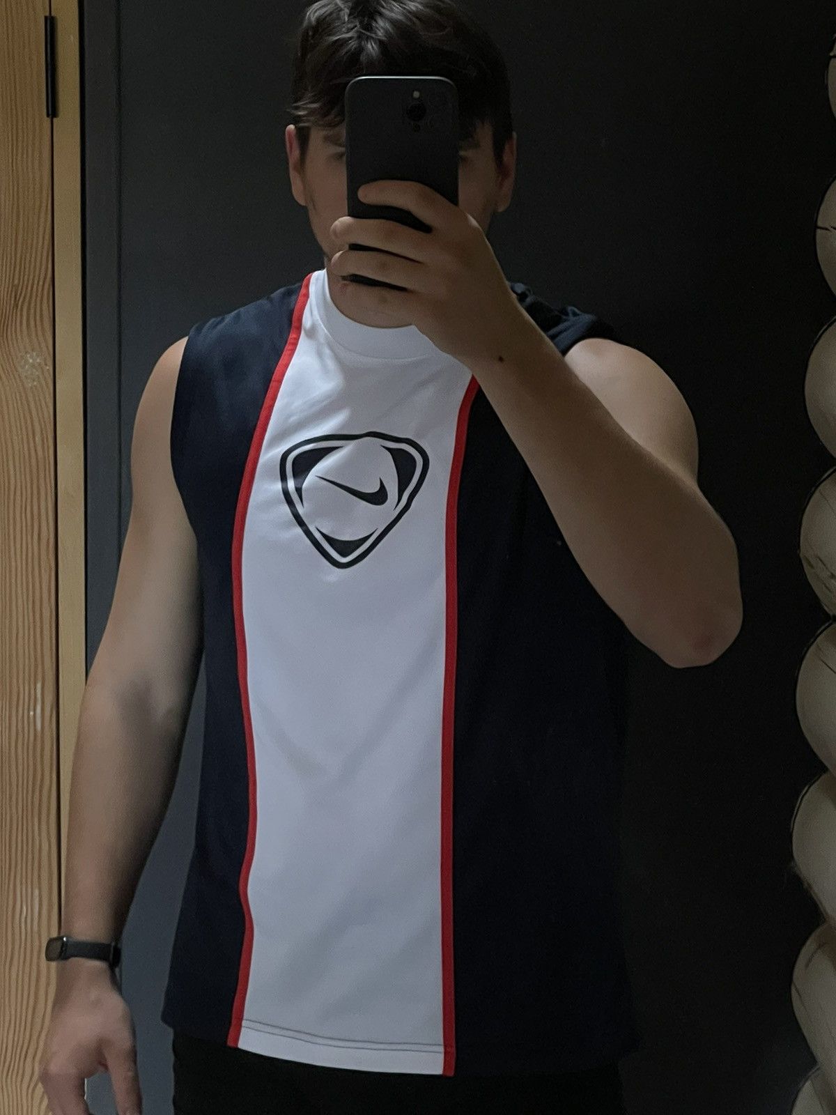 Nike × Vintage Y2K Nike PSG colours vintage sleeveless jersey Size US L / EU 52-54 / 3 - 13 Thumbnail