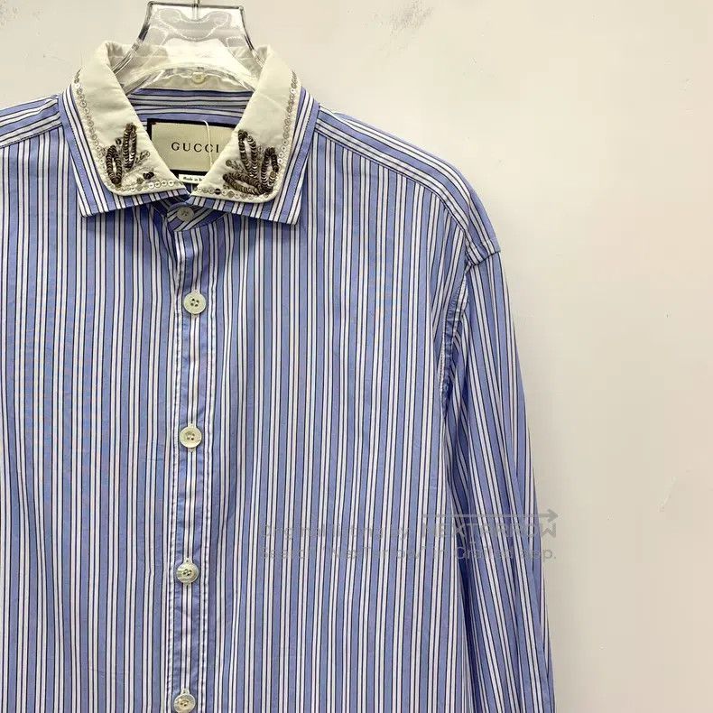 Gucci Gucci Blue vertical striped cotton lapel single-breasted l Size M / US 6-8 / IT 42-44 - 3 Thumbnail