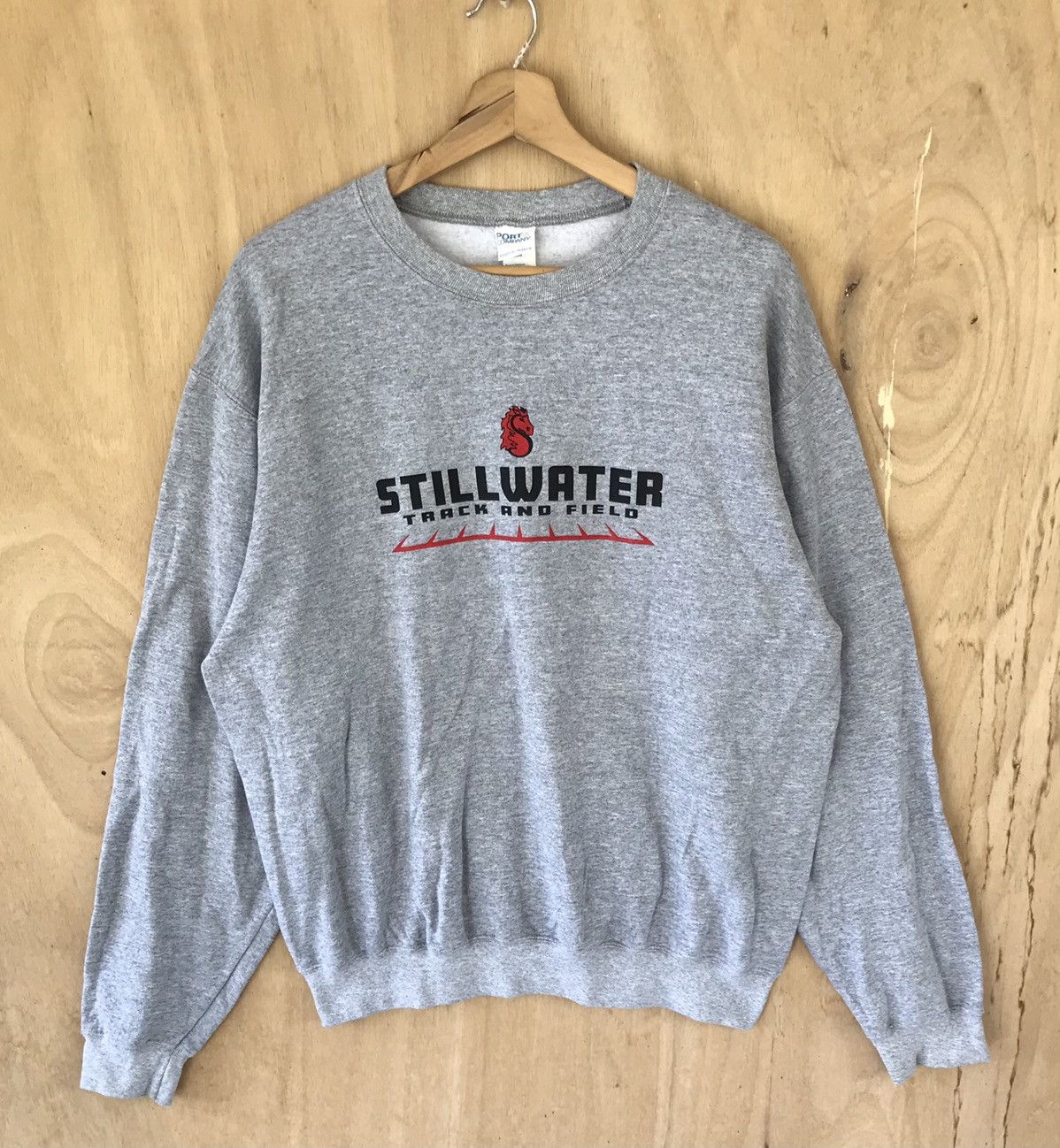 image of Athletic x Vintage Stillwater Track And Field Sweatshirts in Light Gray, Men's (Size Large)