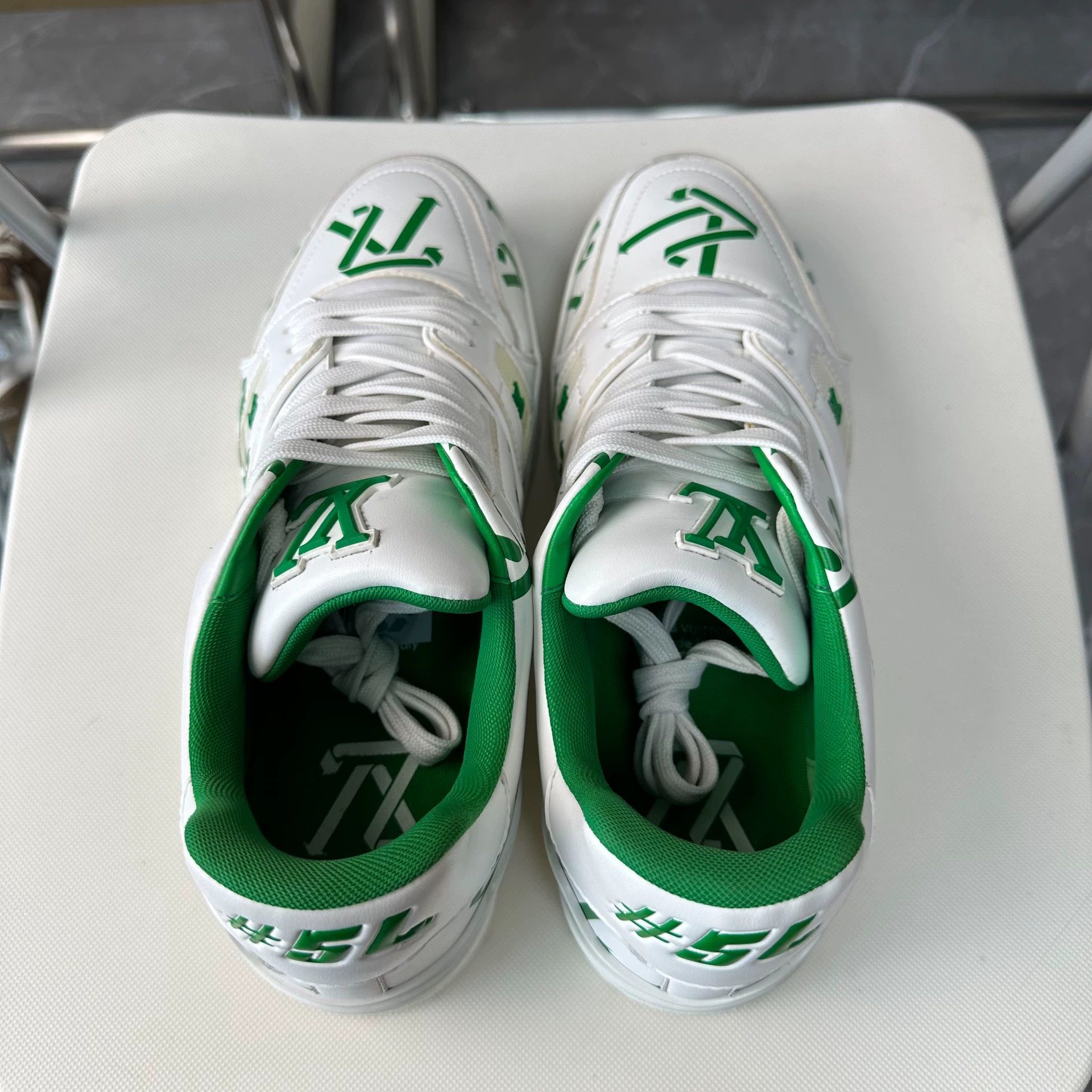 Louis Vuitton LOUIS VUITTON Trainer Low Top Men's White-Green 42.5 Size US 9.5 / EU 42-43 - 4 Thumbnail