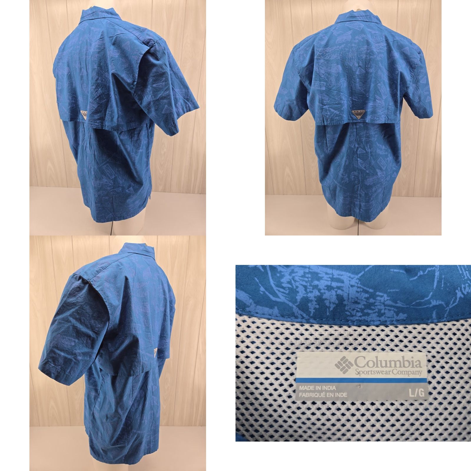Vintage VINTAGE Columbia Vented PFG Fishing Blue All Over Print Button Down Shirt Size Large Size US L / EU 52-54 / 3 - 8 Thumbnail
