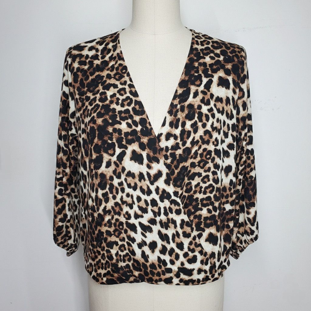 Other Veronica M Size S Blouse Animal Print Leopard Brown Beige Size M / US 6-8 / IT 42-44 - 1 Thumbnail