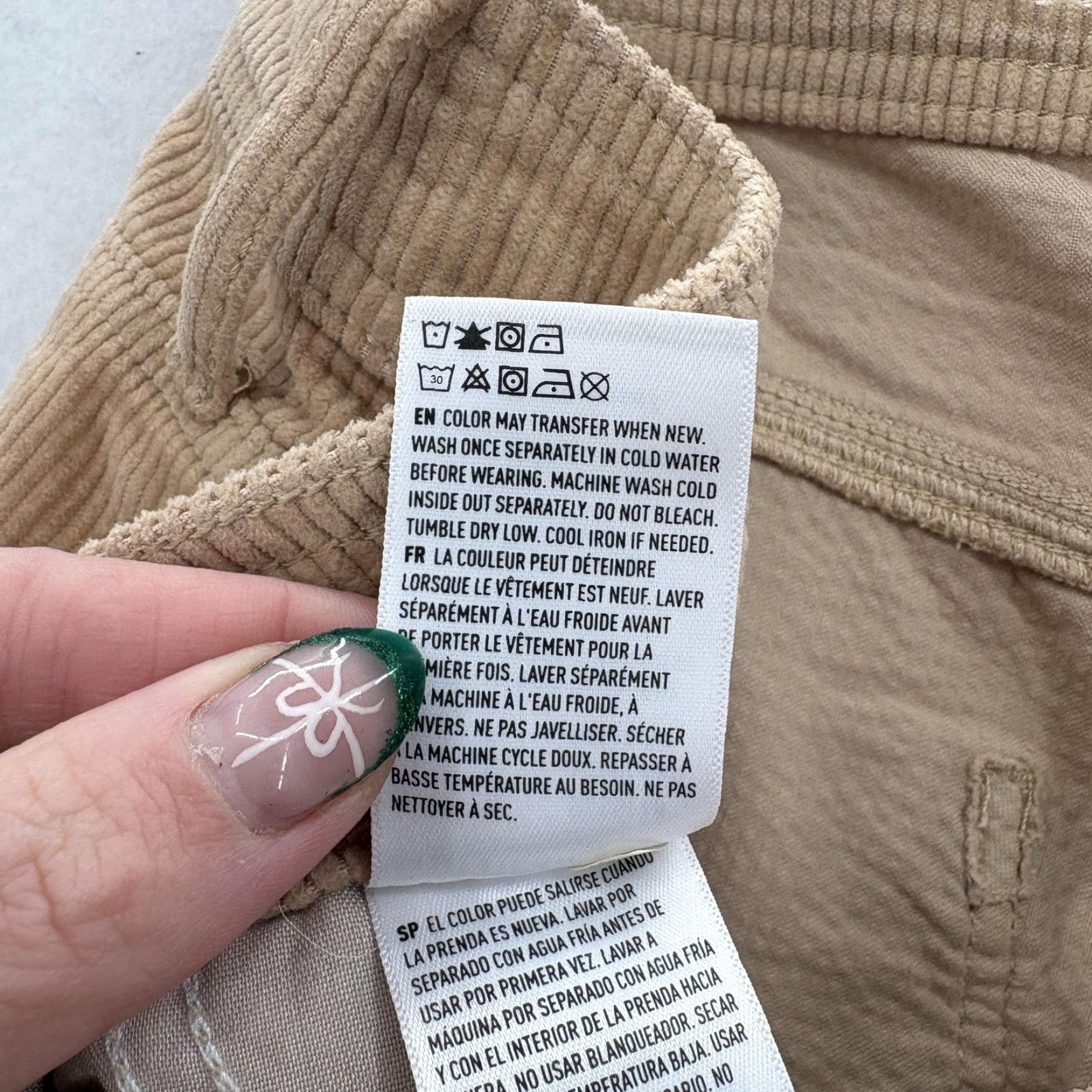 American Eagle Outfitters VINTAGE American Eagle Pants Womens 16 Beige Corduroy Super High Rise Wide Leg Cargo Y2K Size 38" / US 16 / IT 52 - 7 Thumbnail