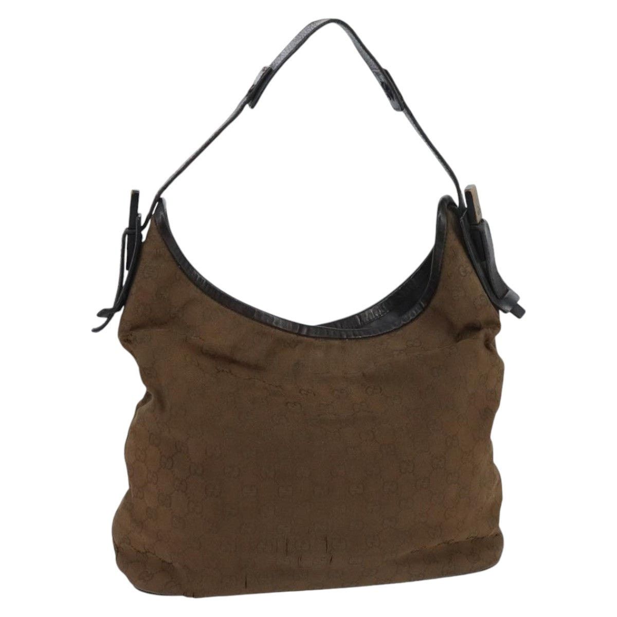 Gucci GG Canvas Shoulder Bag Brown Silver, Women's