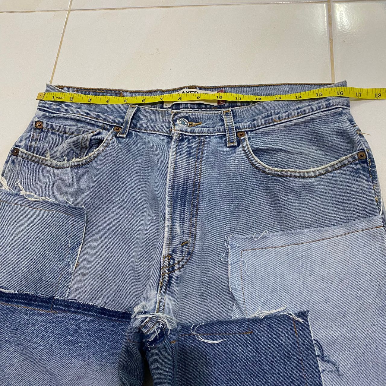 Levi's Vintage Levis 550 Relaxed Fit Patchwork Reworked Denim Size US 33 - 15 Thumbnail