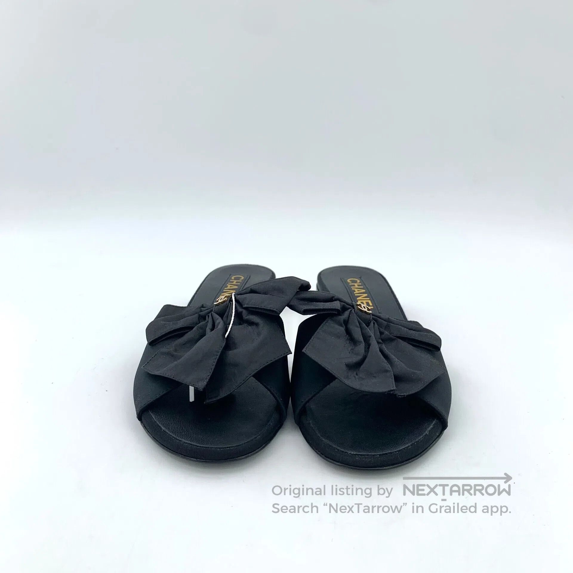 Chanel Chanel Black Logo Marked Bow Tie Casual Flat Slippers| Size US 5.5 / IT 35.5 - 3 Thumbnail