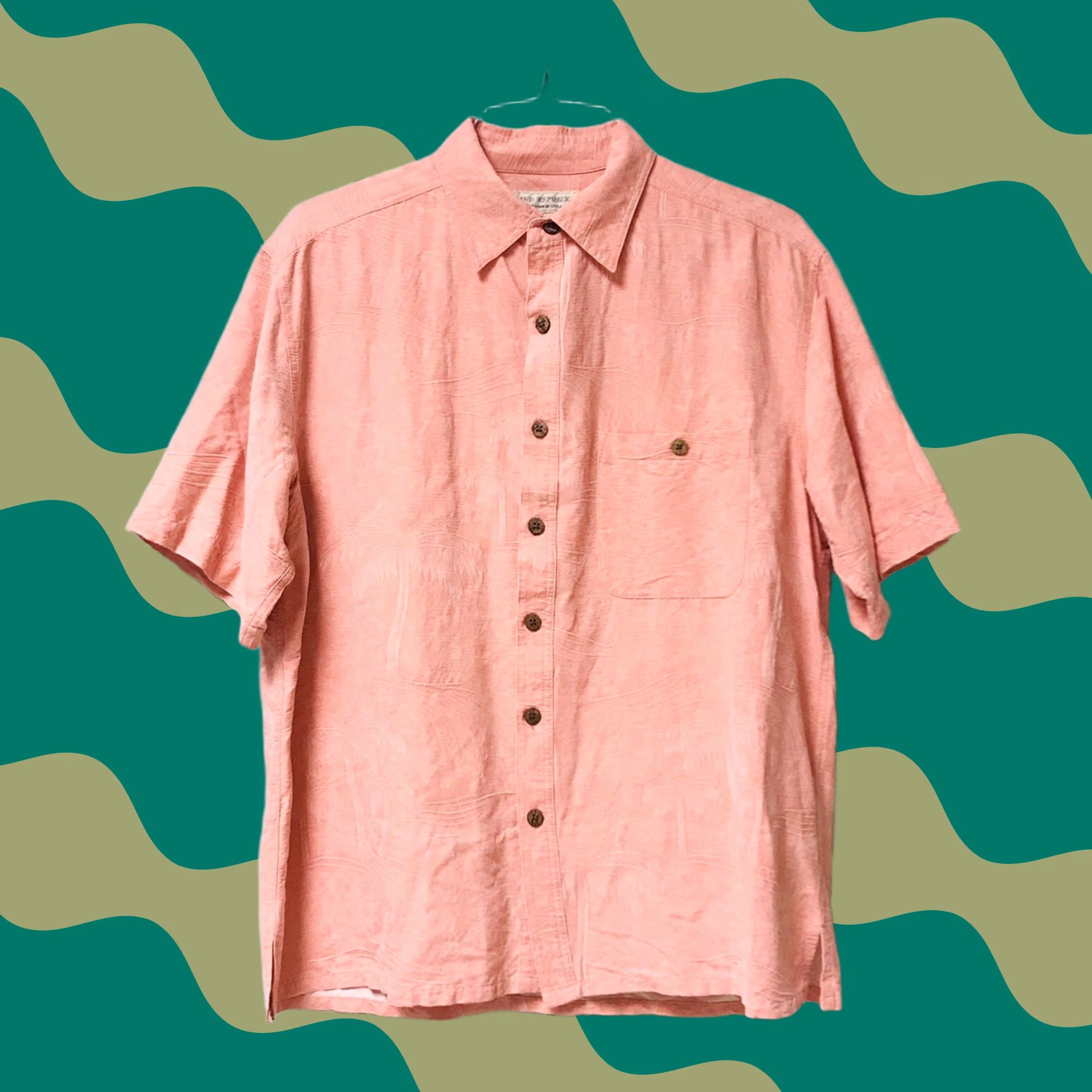 Vintage Island Republic Men Pink Palm Tree Silk Button-Up Short Sleeve Hawaiian Shirt L Size US L / EU 52-54 / 3 - 1 Thumbnail