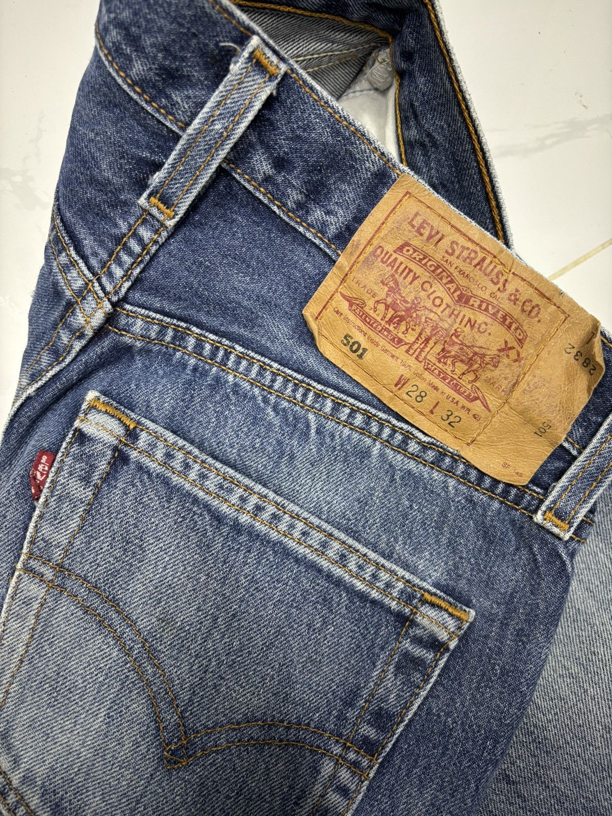 Levi's Vintage Levis 501 USA Blue Distressed Denim Jeans Size US 27 - 9 Thumbnail