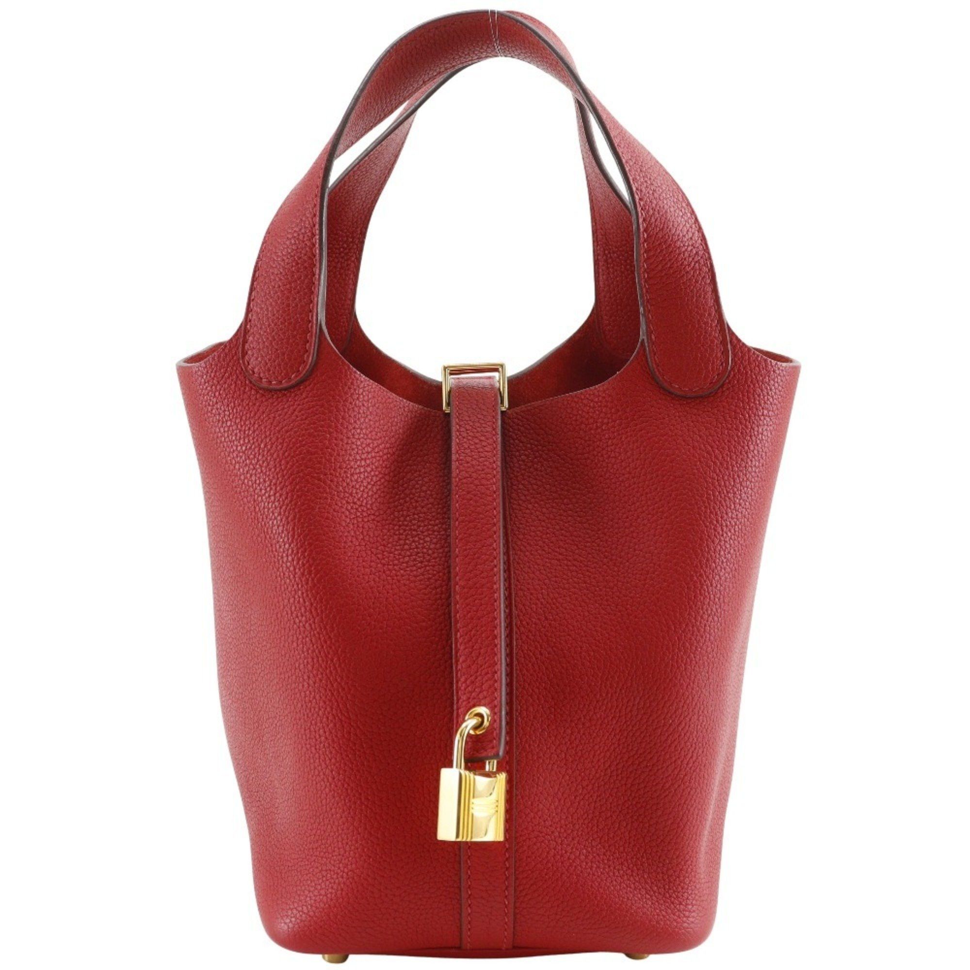 Hermes Hermes Picotin Lock 18 PM Handbag x Taurillon Maurice 2018 Red / C Belt Clasp Loc18K Women's Size ONE SIZE - 1 Thumbnail