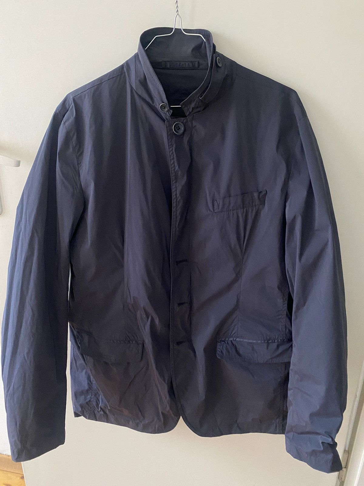 image of Herno Mock-Neck Lightweight Jacket Navy Sz- It52 Uk42, Men's (Size Large)