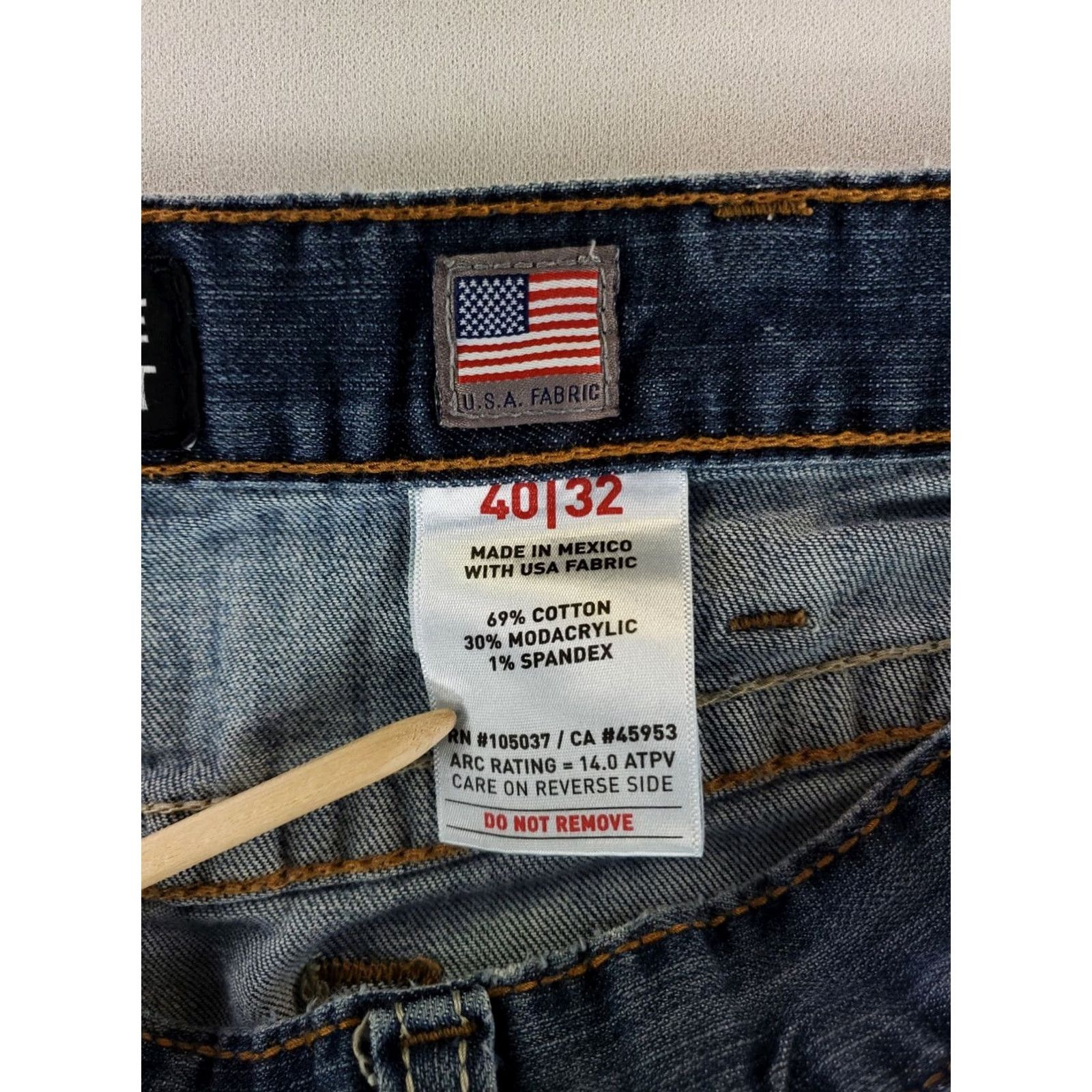 Ariat Ariat Jeans FR M4 Low Rise Boot Blue Mens 40x32 (40x31 Actual) Jeans Regular Men Blue 40 31 Flame-Resistant Straight Size US 40 / EU 56 - 3 Thumbnail