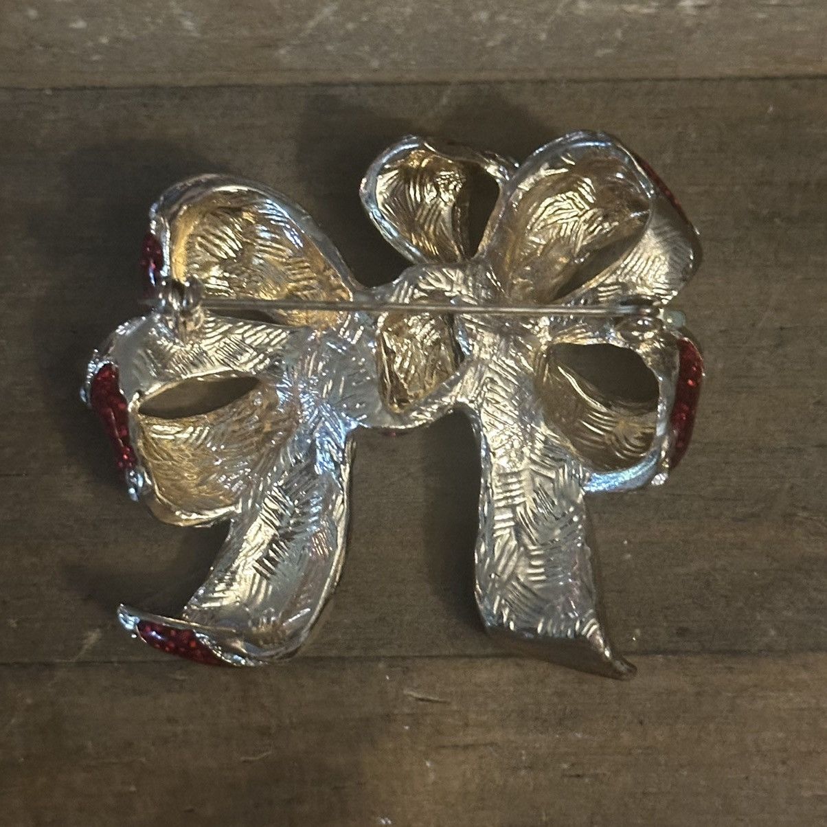 Vintage Vintage Christmas glittery ribbon bow brooch Size ONE SIZE - 4 Thumbnail