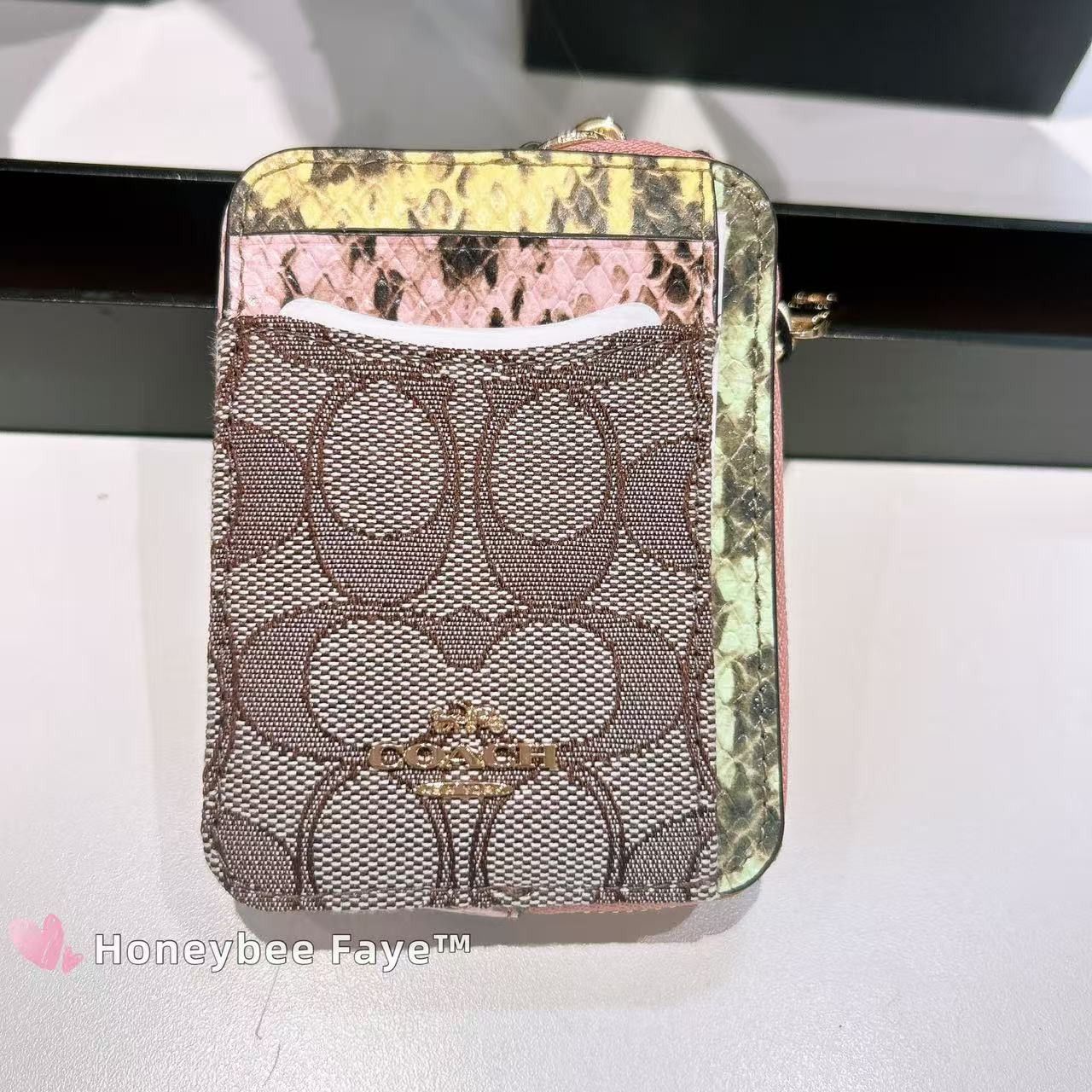 Coach Zip Card Case In Signature Jacquard CEC52 Gold/Oak Multi Size ONE SIZE - 2 Thumbnail