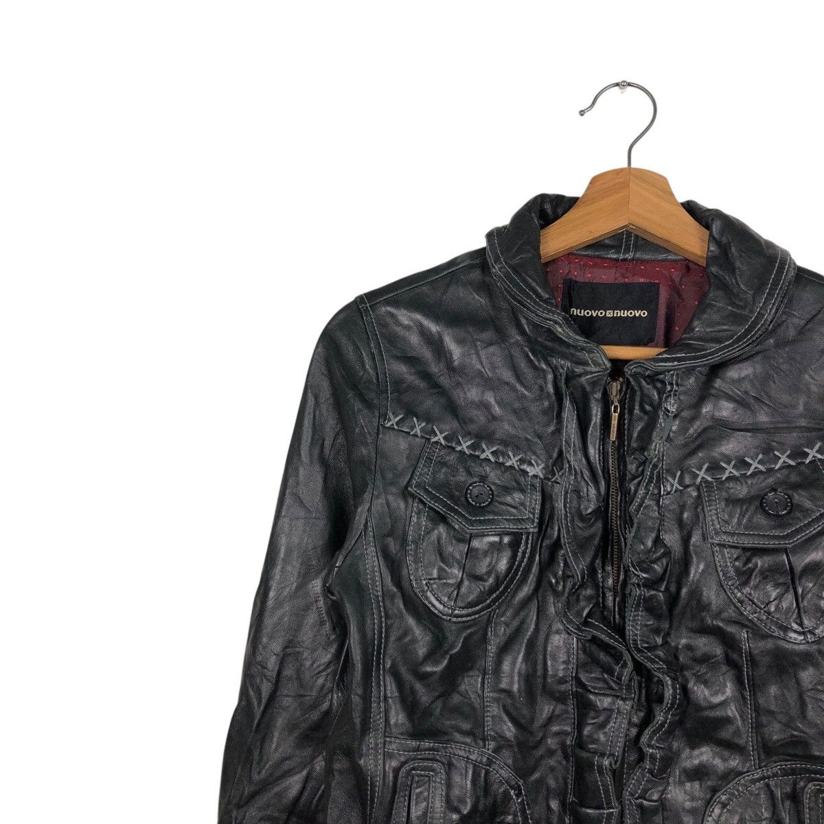 Japanese Brand Cropped Biker Leather Jacket Nouvo Nouvo Issey Miyake Size US S / EU 44-46 / 1 - 7 Thumbnail