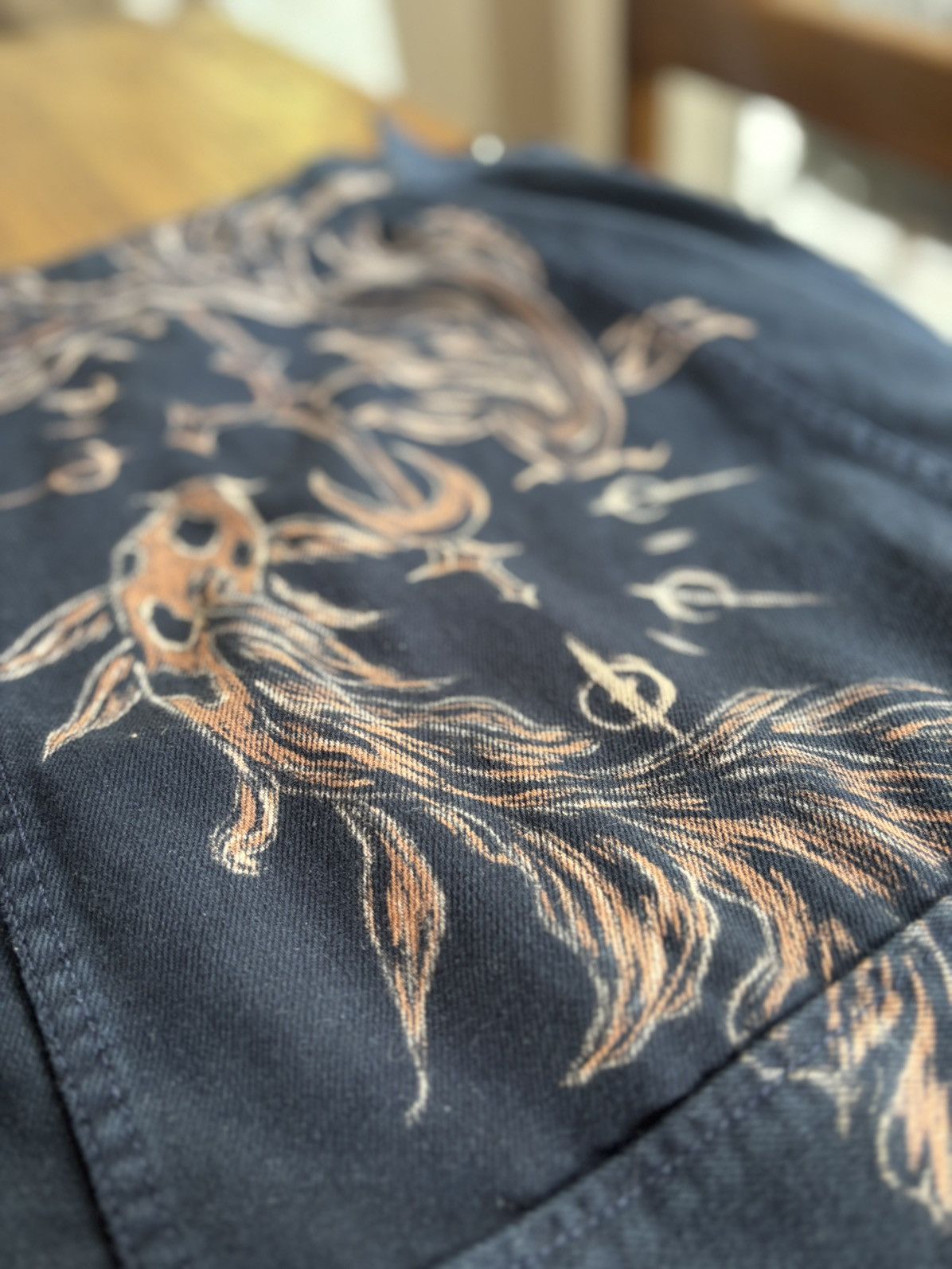 Handmade × JCPenney “Koi” Hand-Bleach-Painted Denim Cropped Jacket Size XL / US 12-14 / IT 48-50 - 5 Thumbnail