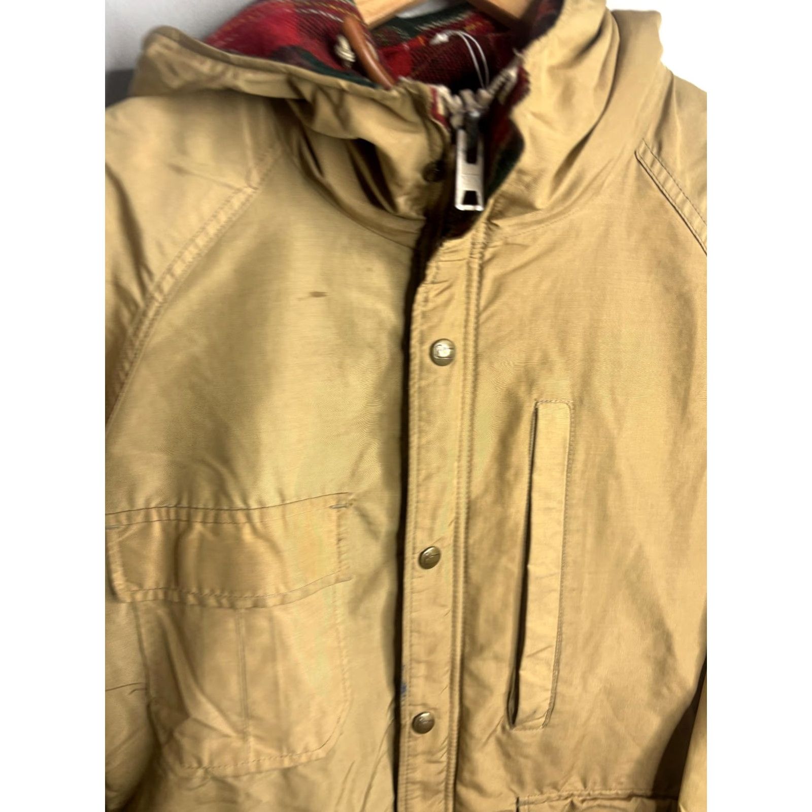 Vintage Vintage Woolrich Woman Coat Womens Small Beige Hooded Parka Plaid Lined Canvas Size S / US 4 / IT 40 - 3 Thumbnail