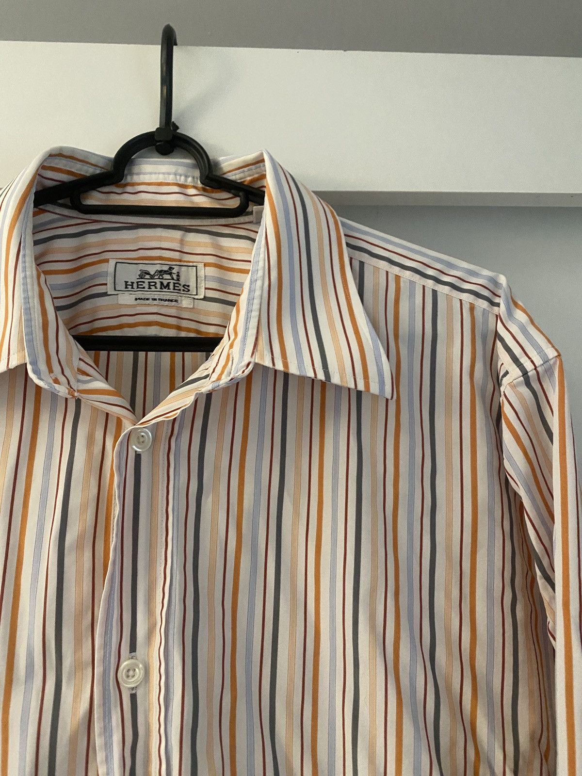 Hermes Hermes luxury multicolor stripped shirt button up Size US XL / EU 56 / 4 - 5 Thumbnail