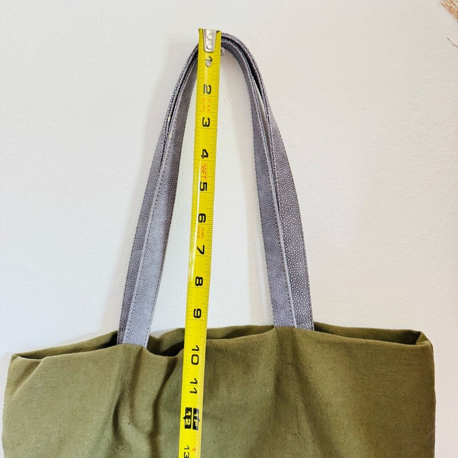 Anthropologie ANTHROPOLOGIE Olive Green Grey Canvas Shoulder Bag Purse Size ONE SIZE - 11 Thumbnail