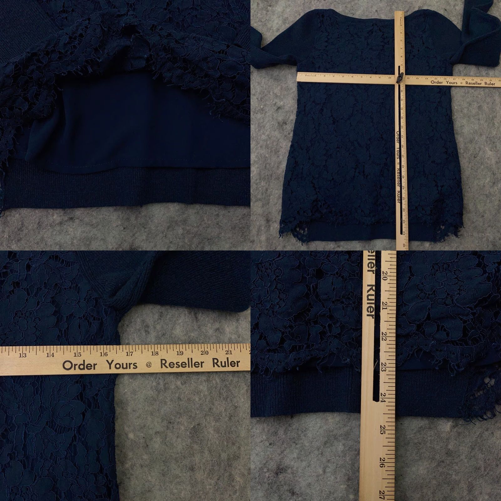 White House Black Market White House Black Market Shirt Top Small Blue Lace Layered Long Sleeve Womens Size S / US 4 / IT 40 - 8 Thumbnail