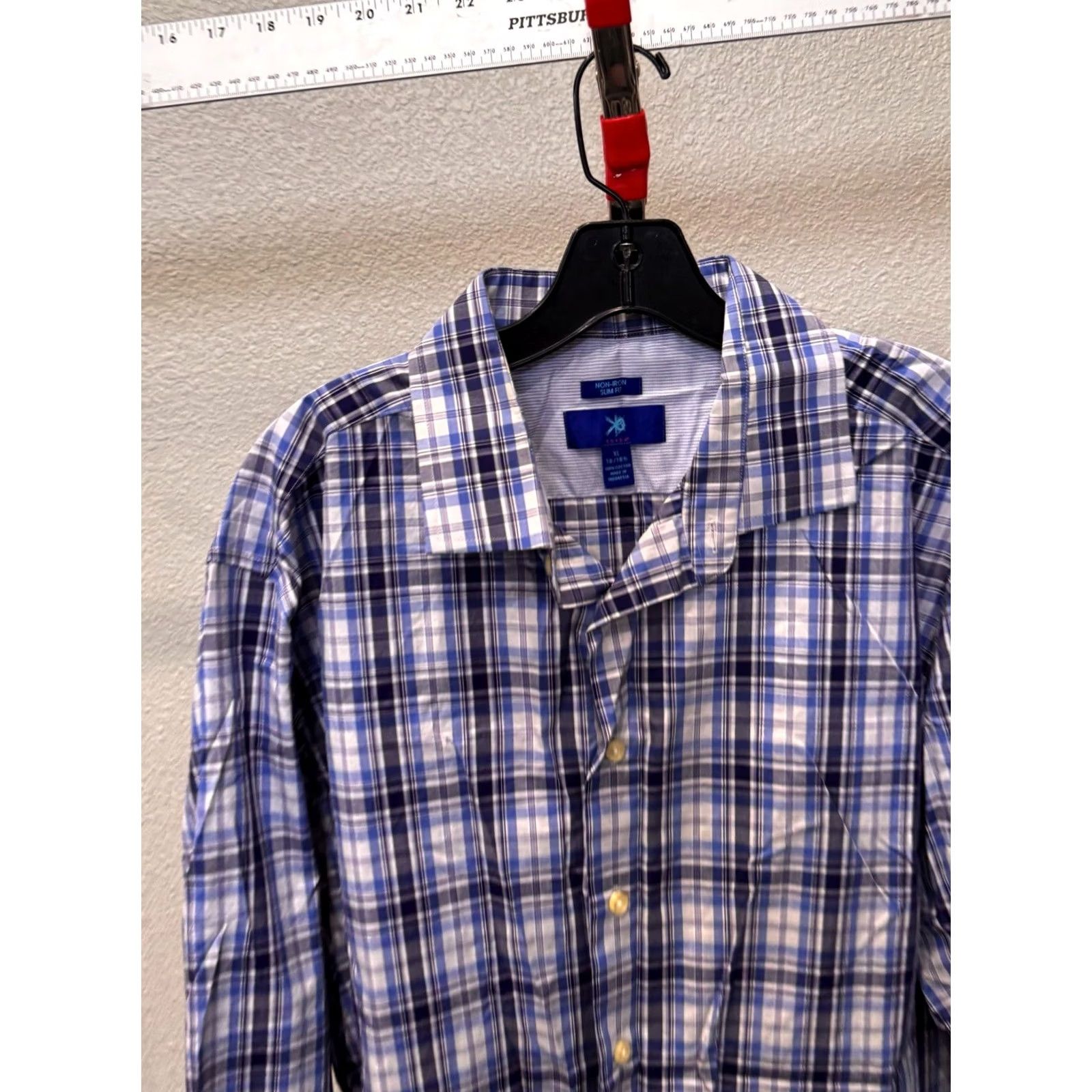 Egara Egara Blue Plaid SHIRT XL Mens Long Sleeve XS XL? Size US XL / EU 56 / 4 - 3 Thumbnail