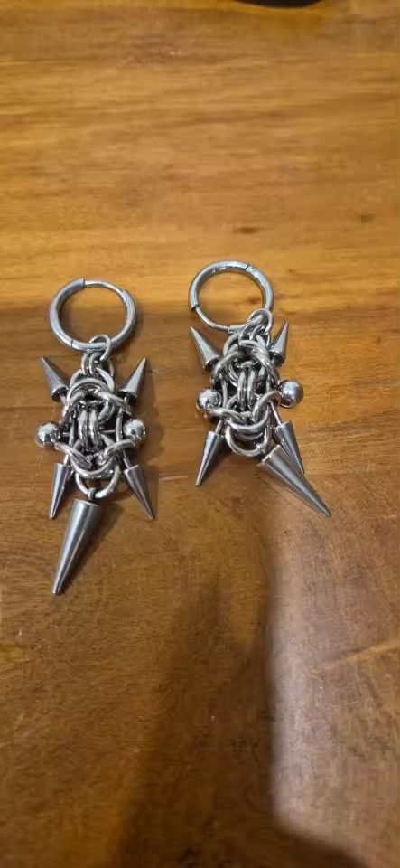 Jewelry Gothic Hoops Spike Piercing Long Dangle Earring Size ONE SIZE - 4 Thumbnail