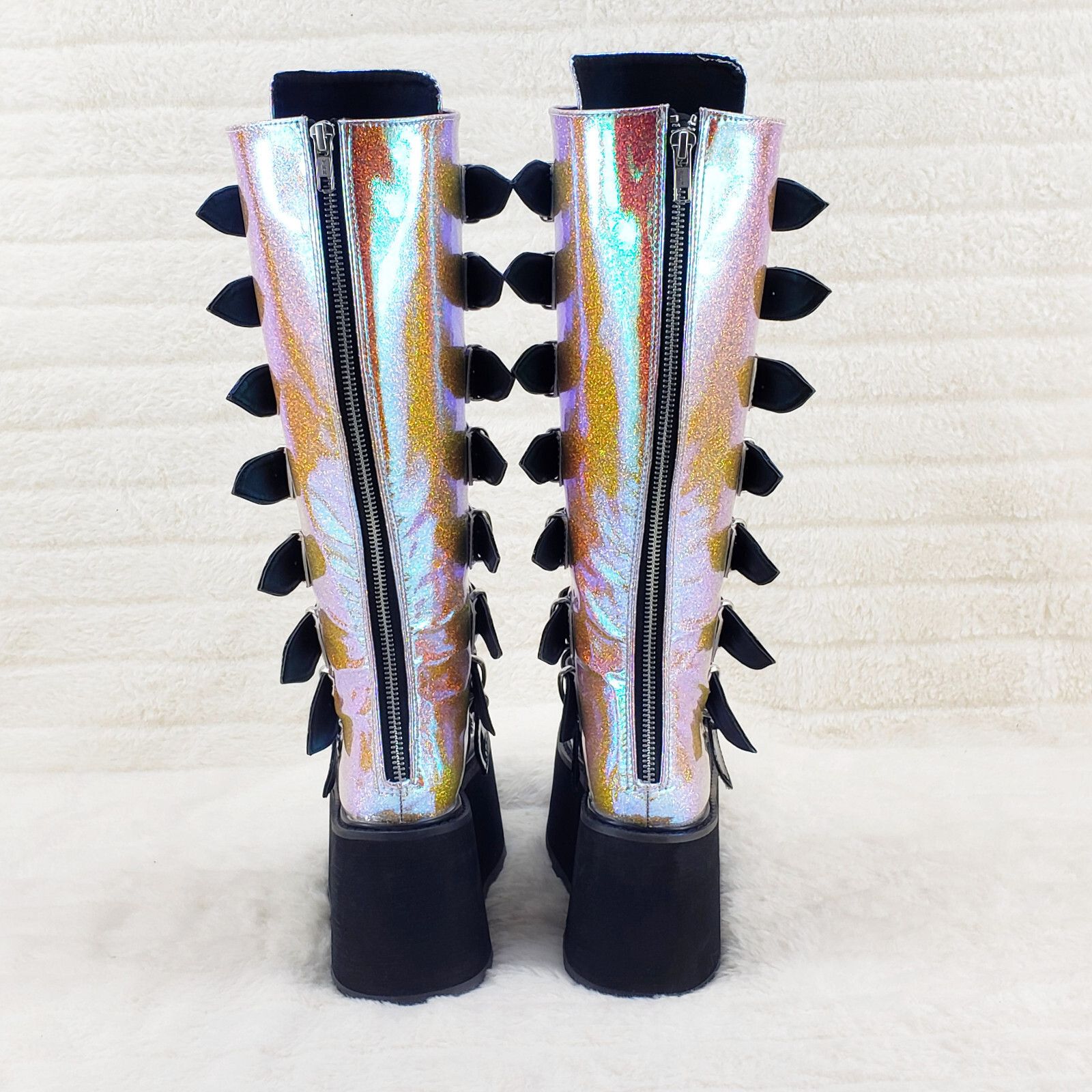 Demonia Cult DEMONIA Damned 318 Multi Strap 3.5" Platform Cyber Punk Knee Size US 6 / IT 36 - 3 Thumbnail