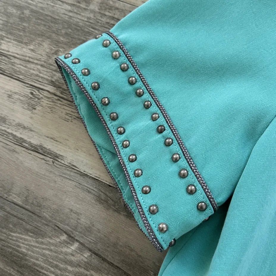 Double D Ranch Vintage Double D Ranch Studded Cross Turquoise Jacket Size L / US 10 / IT 46 - 3 Thumbnail