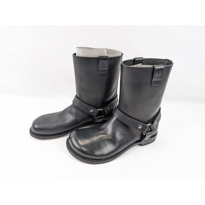 Loewe o1rshd1 Campo Leather Biker Boots in Black Size US 9 / EU 42 - 16 Thumbnail