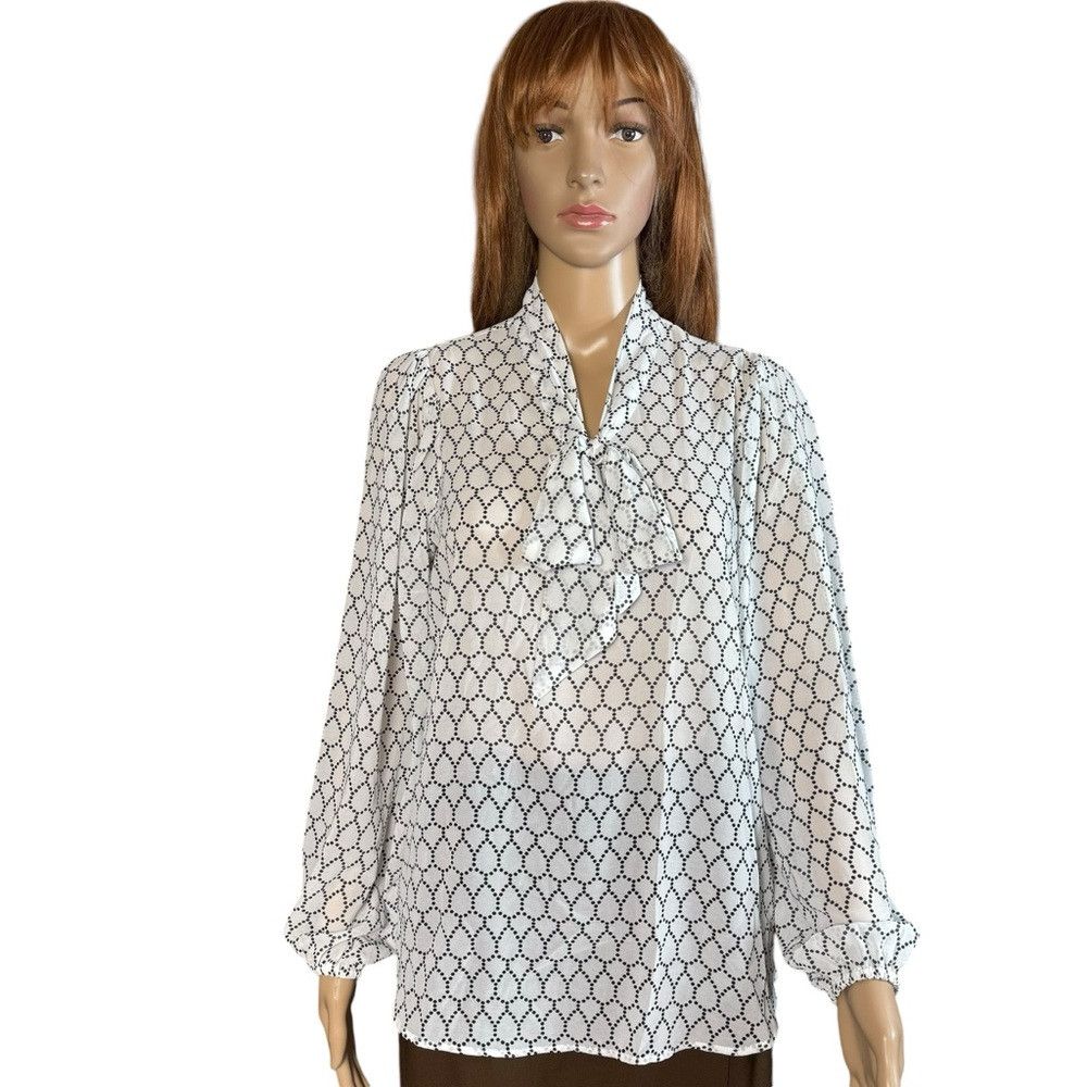 Adrianna Papell NWT New $79 Adrianna Papell Chiffon Long Sleeve Neck Tie Bl Size S / US 4 / IT 40 - 1 Thumbnail