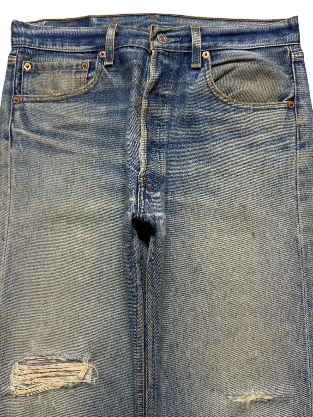 Levi's Vintage 90s Usa Levis 501xx Blue Faded Wash Distressed Jeans Size US 32 / EU 48 - 3 Thumbnail