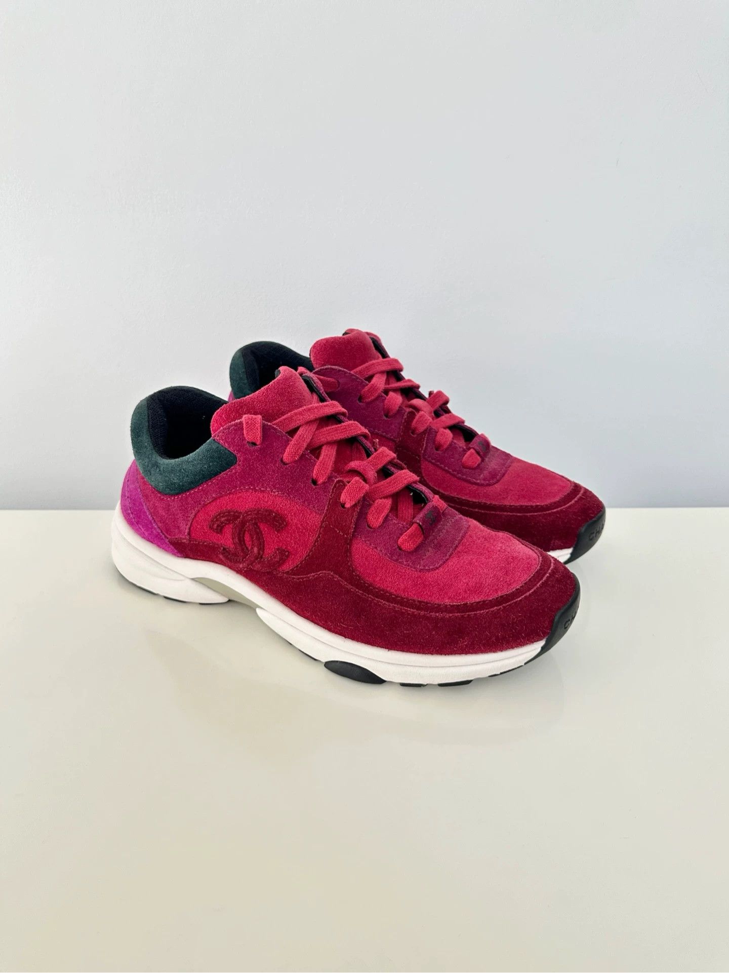 Chanel CHANEL round-toe lace-up low-top wmn burgundy Size US 5 / IT 35 - 3 Thumbnail