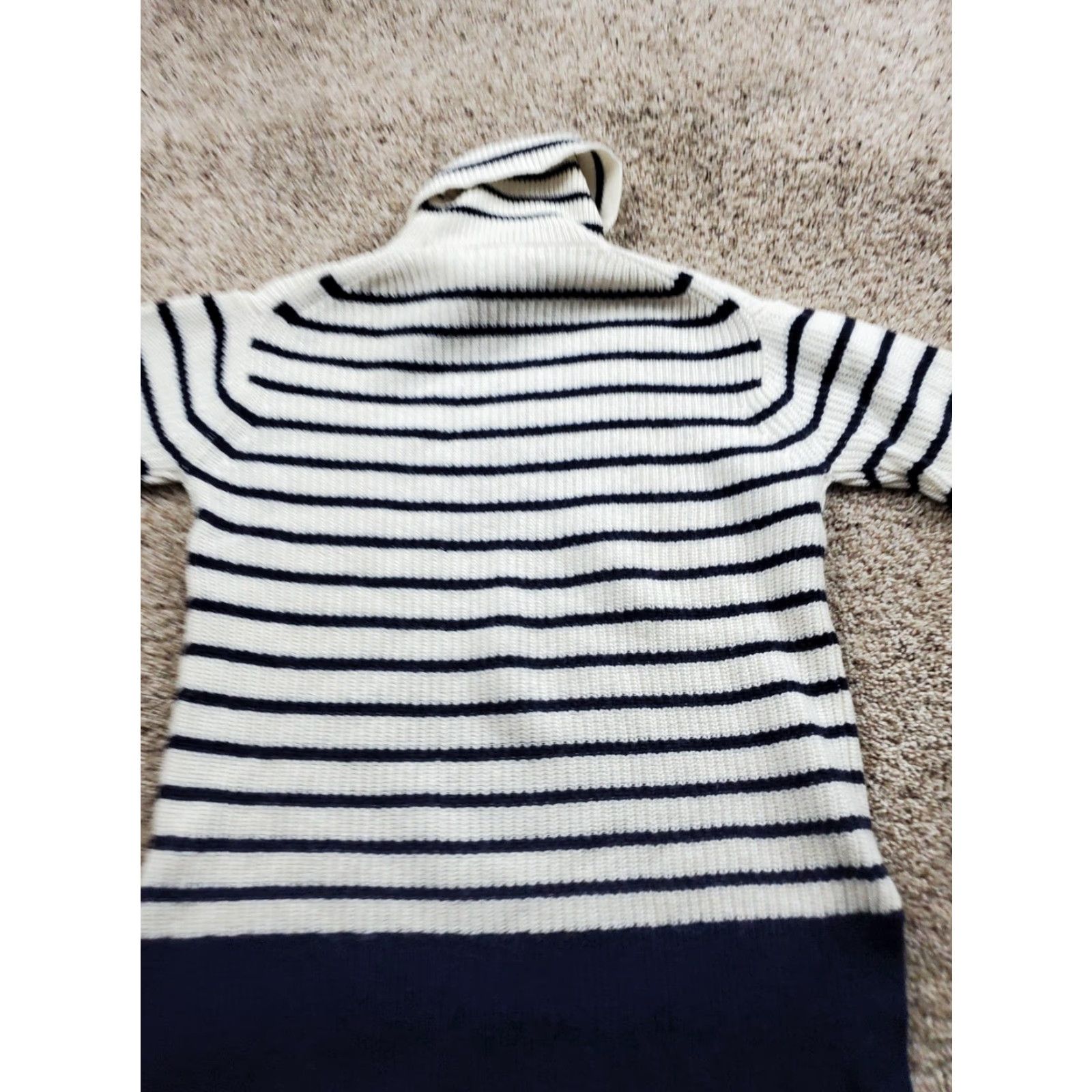 J.Crew J.Crew Sweater Womens Medium Navy White Stripe Wool Blend Turtleneck Pullover Size M / US 6-8 / IT 42-44 - 7 Thumbnail