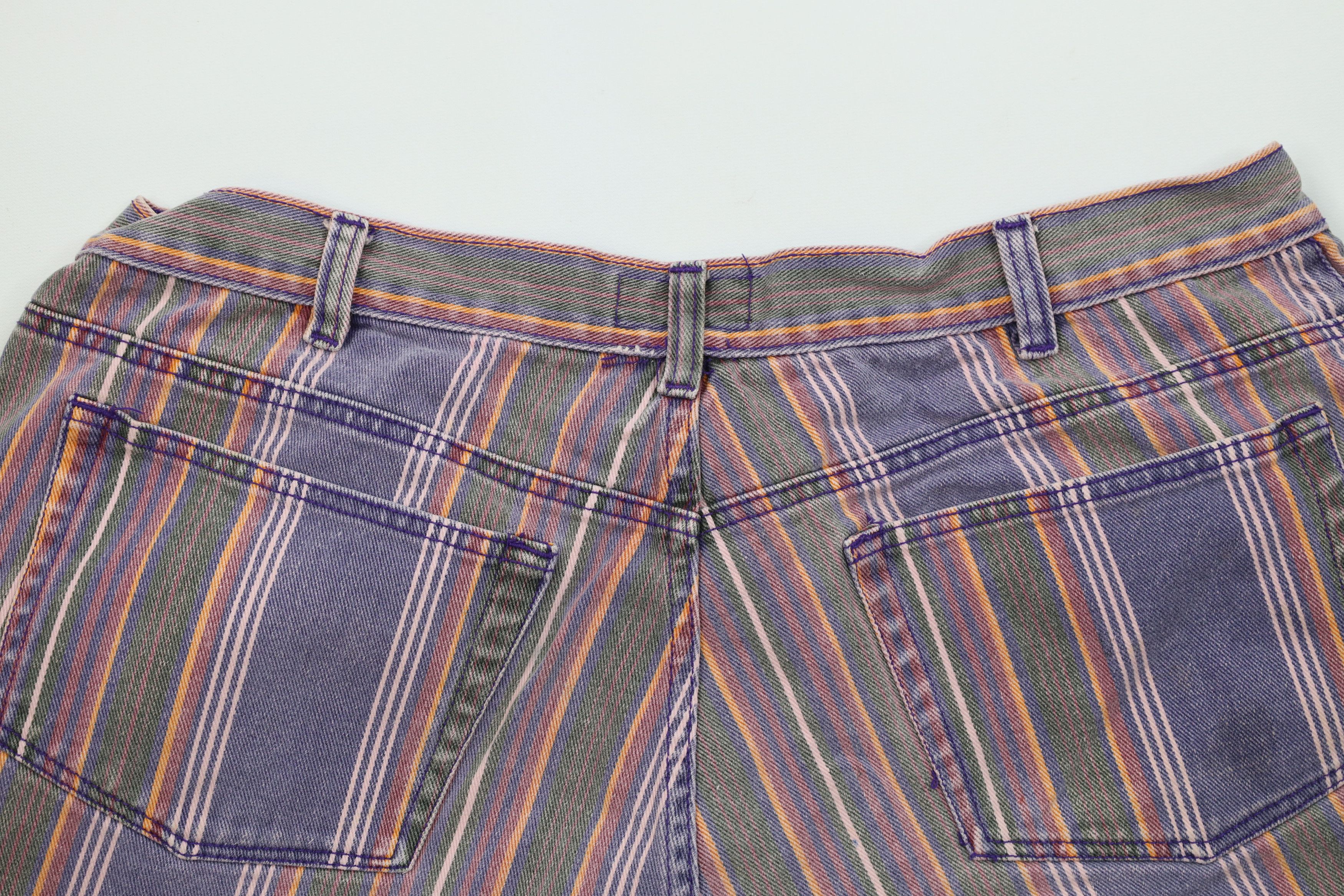 Vintage Vintage 90s Streetwear Striped Above Knee Denim Shorts Size US 36 / EU 52 - 13 Thumbnail