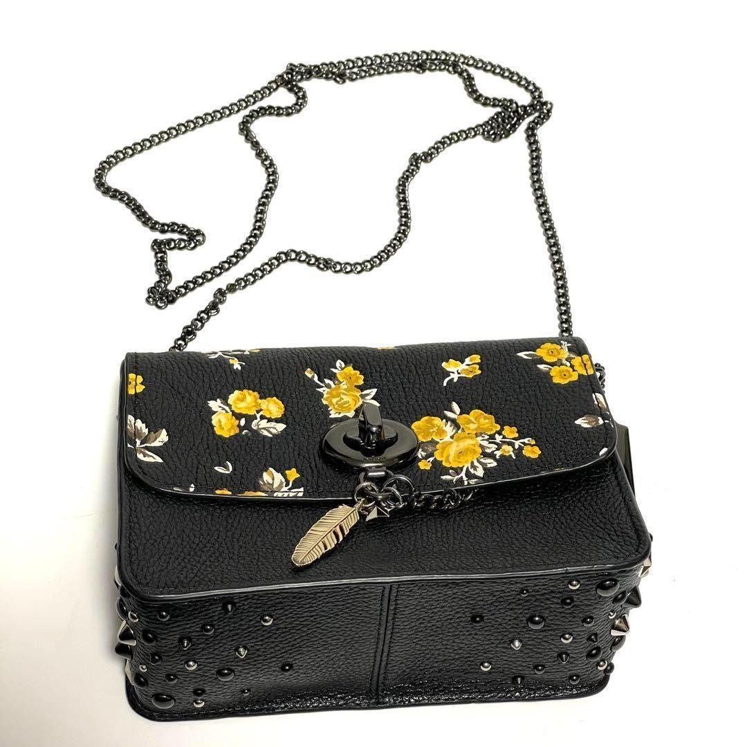 Coach Vintage Tea Rose Coach Bowery Crossbody Black Yellow Roses Size ONE SIZE - 8 Thumbnail