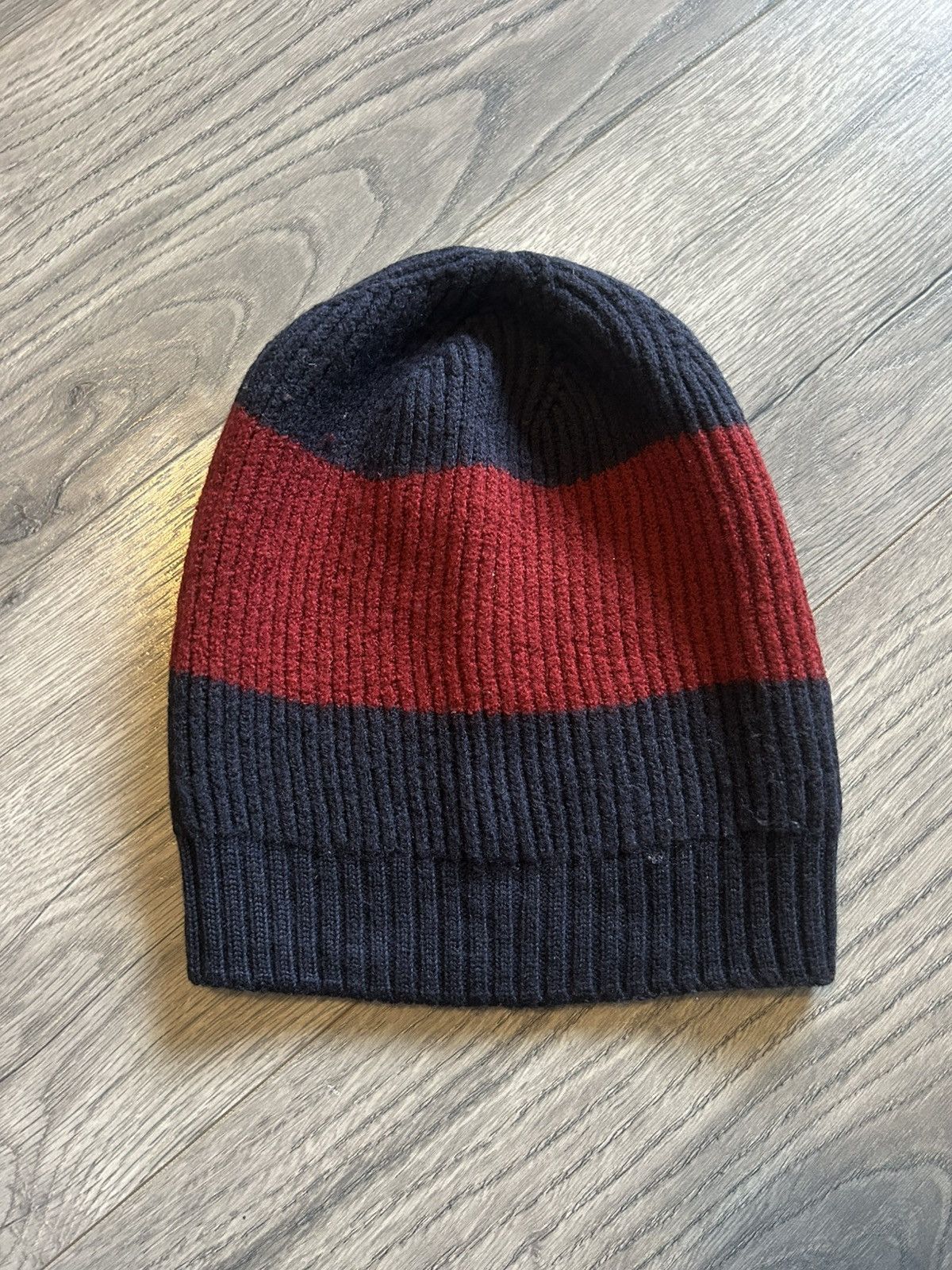 Gucci Gucci Ribbed Wool Beanie in Red and Navy Stripe Size ONE SIZE - 2 Thumbnail