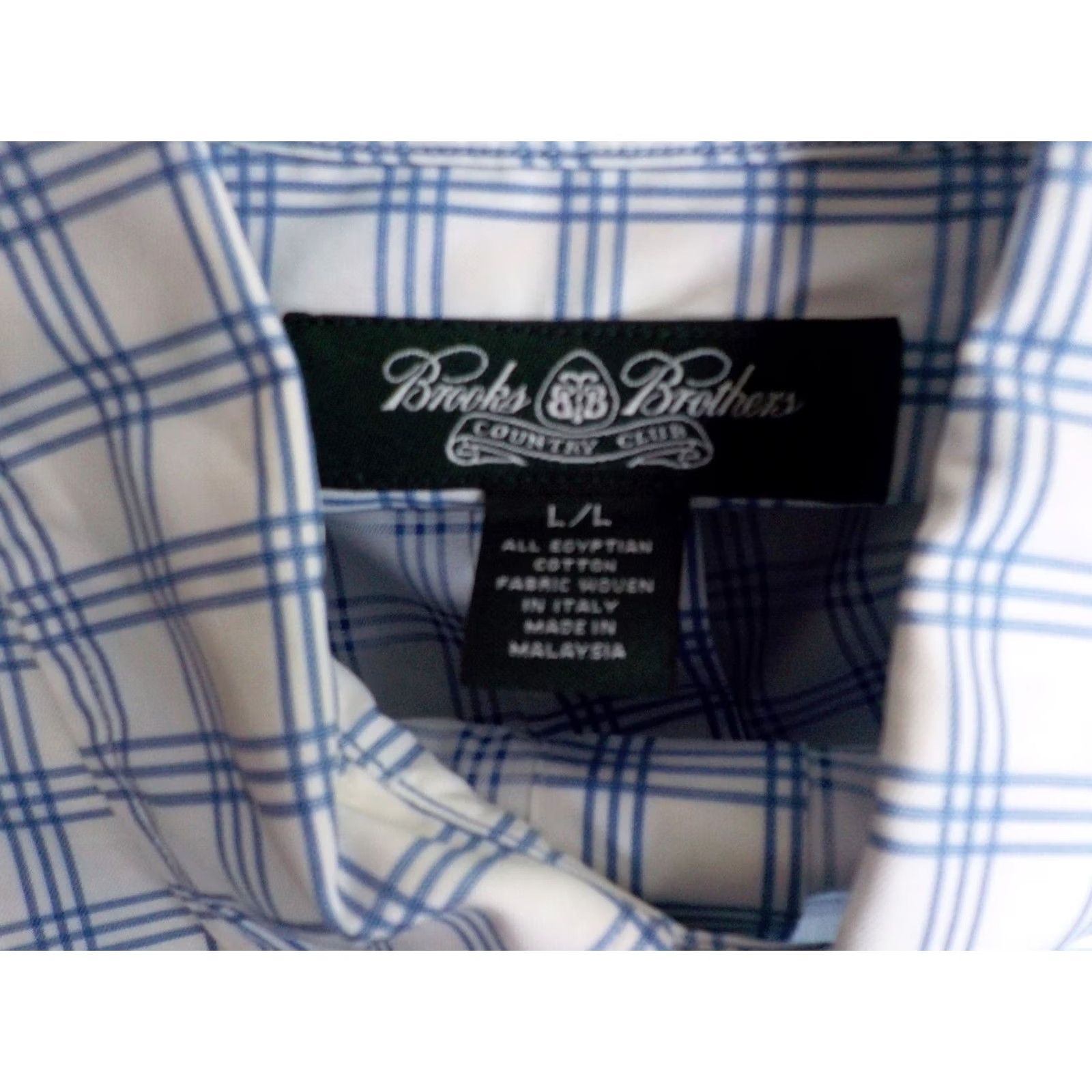 Brooks Brothers BROOKS BROTHERS COUNTRY CLUB Button-Down LS Shirt Blue/White Checkered 100% Cotton Large Mens Sleeve 27" Collar Button-Down Size US L / EU 52-54 / 3 - 4 Thumbnail