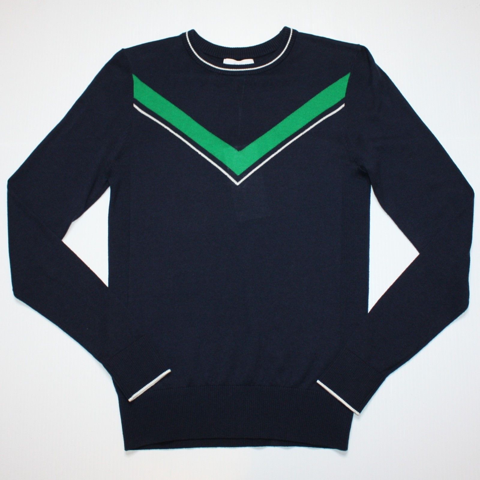 Other Lady Hagen Navy Blue with Green V-neck Golf Sweater NWT $60 Size XS / US 0-2 / IT 36-38 - 3 Thumbnail