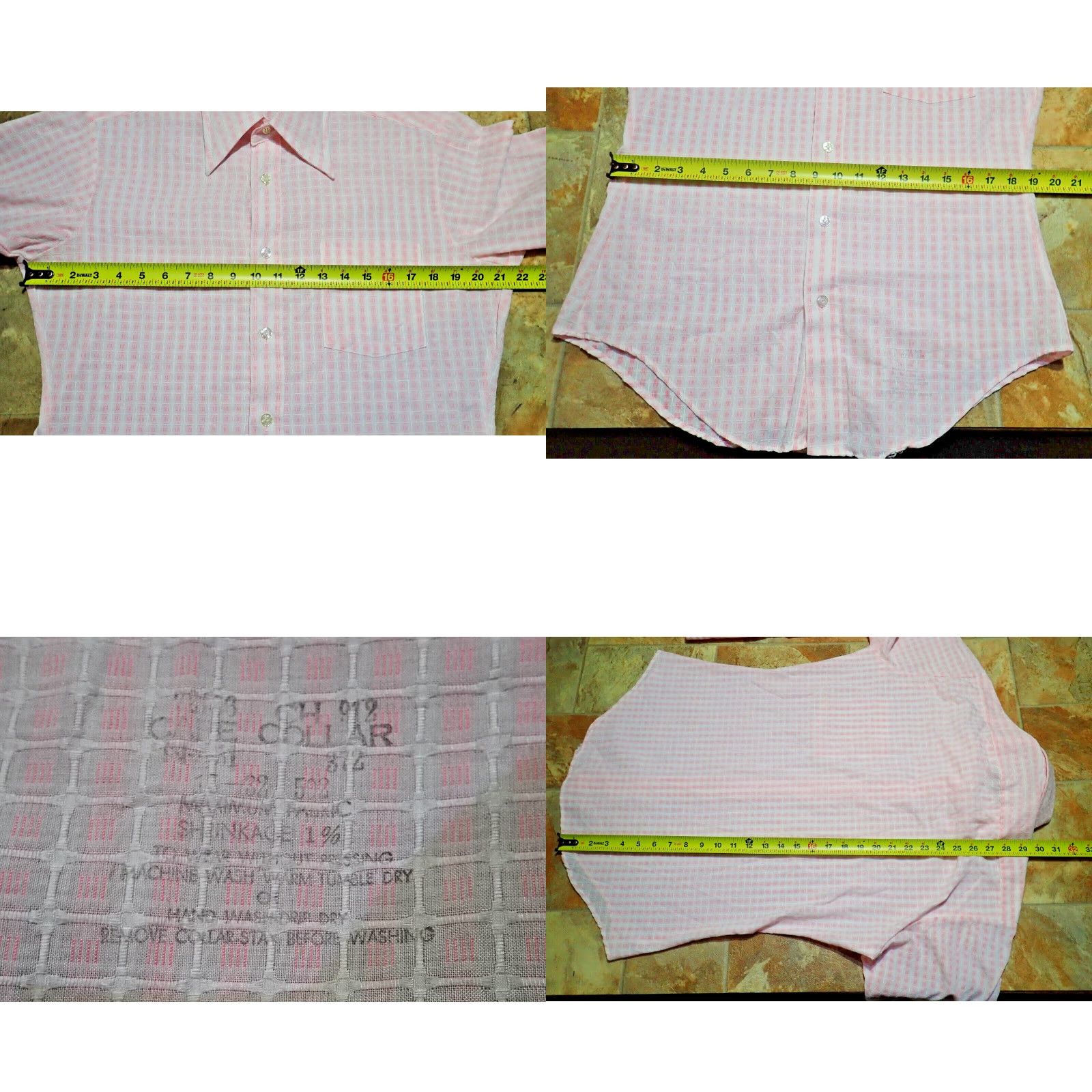 Sears VINTAGE SEARS Perma-Prest Pink White Geometric 70s Shirt Mens M French Cuff Size US M / EU 48-50 / 2 - 8 Thumbnail