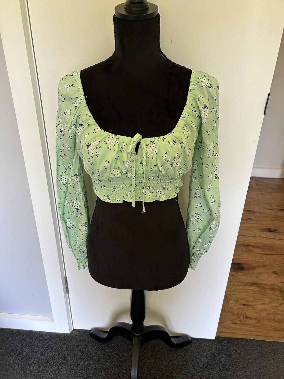 Designer Luck and Trouble Boho Festival top Mint floral - Sz 8 (004) Size S / US 4 / IT 40 - 6 Thumbnail