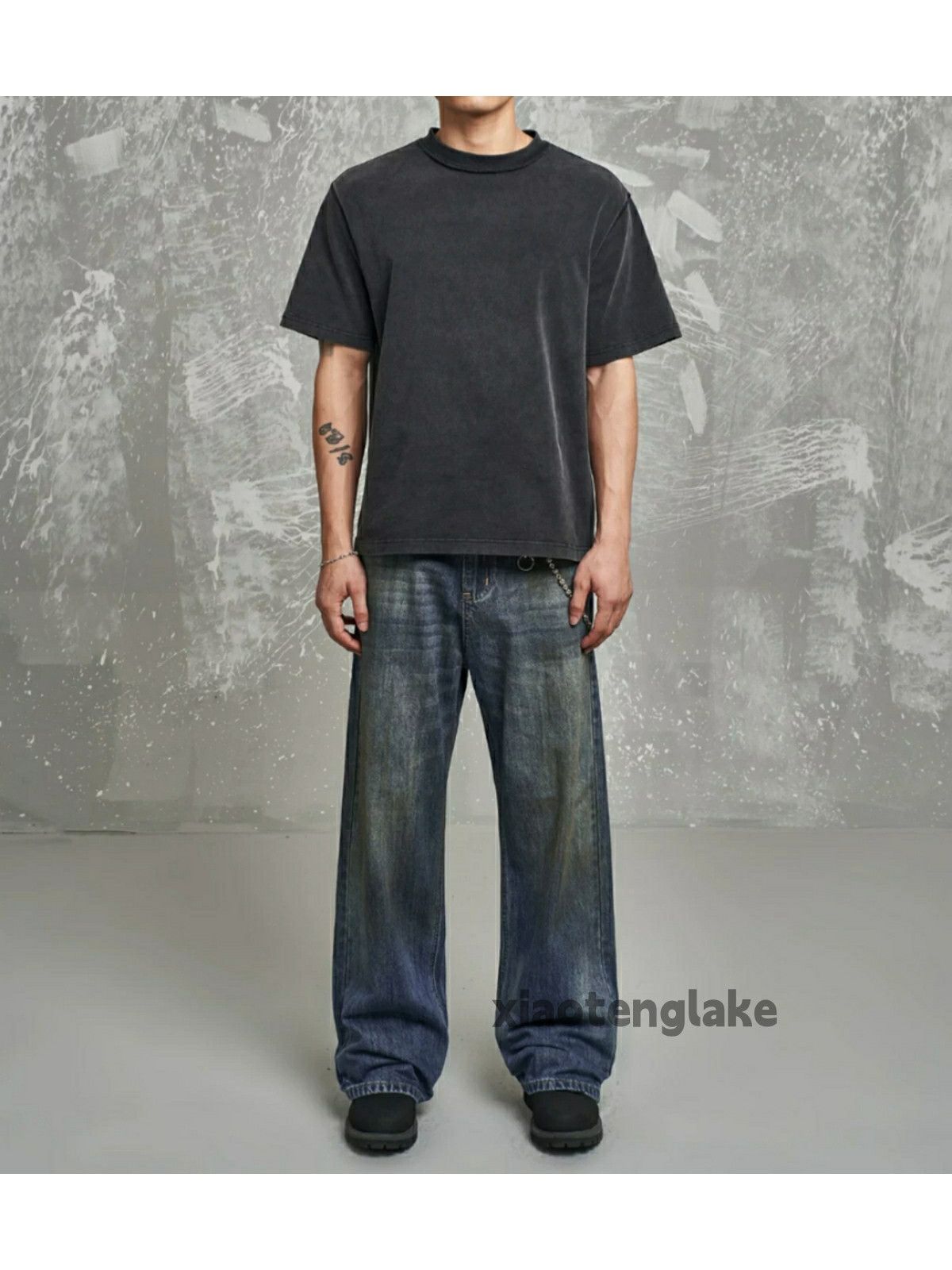 Jean × Vintage washed faded loose baggy skate hiphop stain jeans Size US 34 / EU 50 - 9 Thumbnail