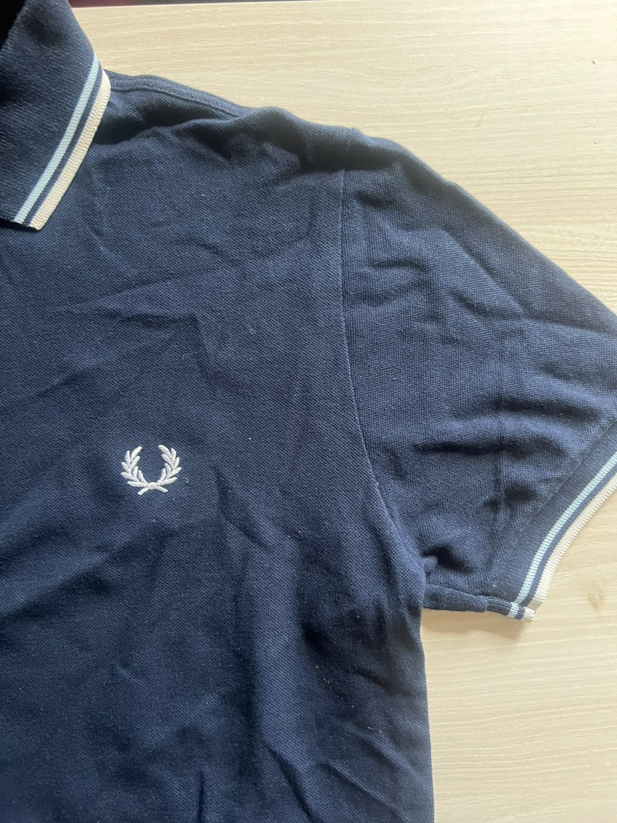 Fred Perry Fred Perry Navy Polo w/ Zip Neck – White & Blue Ribbed Trim Size US S / EU 44-46 / 1 - 5 Thumbnail