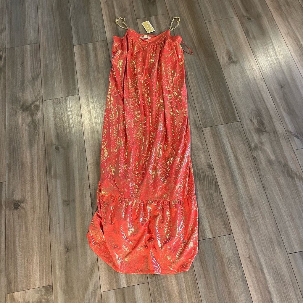 Michael Kors Michael Kors Coral/ Gold Pattern Chain Dress Women XL NWT Size XL / US 12-14 / IT 48-50 - 3 Thumbnail