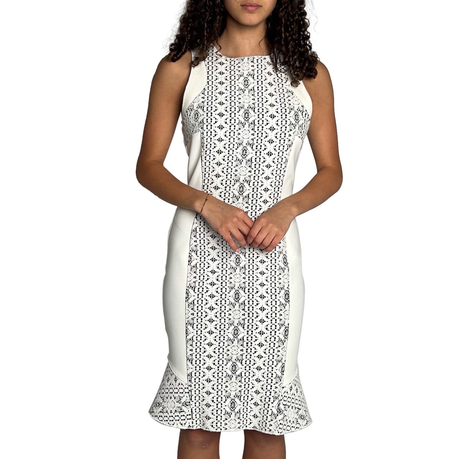 Scanlan Theodore White and black dress with lace Size S / US 4 / IT 40 - 1 Thumbnail